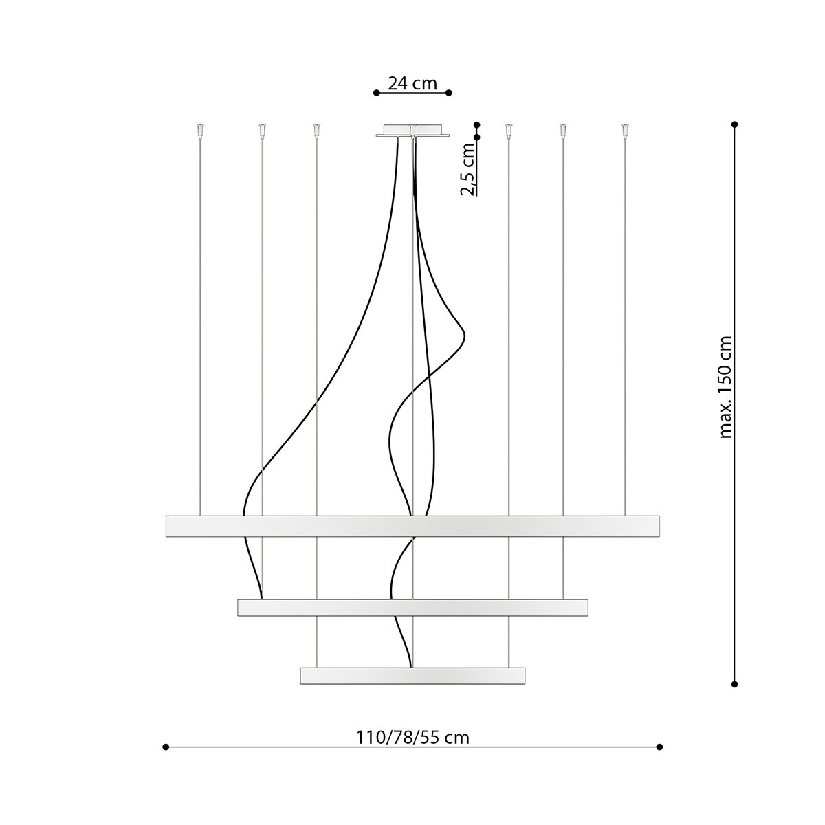 SOLLUX lighting Kronleuchter »RIO«, 1 flammig, Leuchtmittel LED-Modul | LED fest integriert, Verteiltes Licht