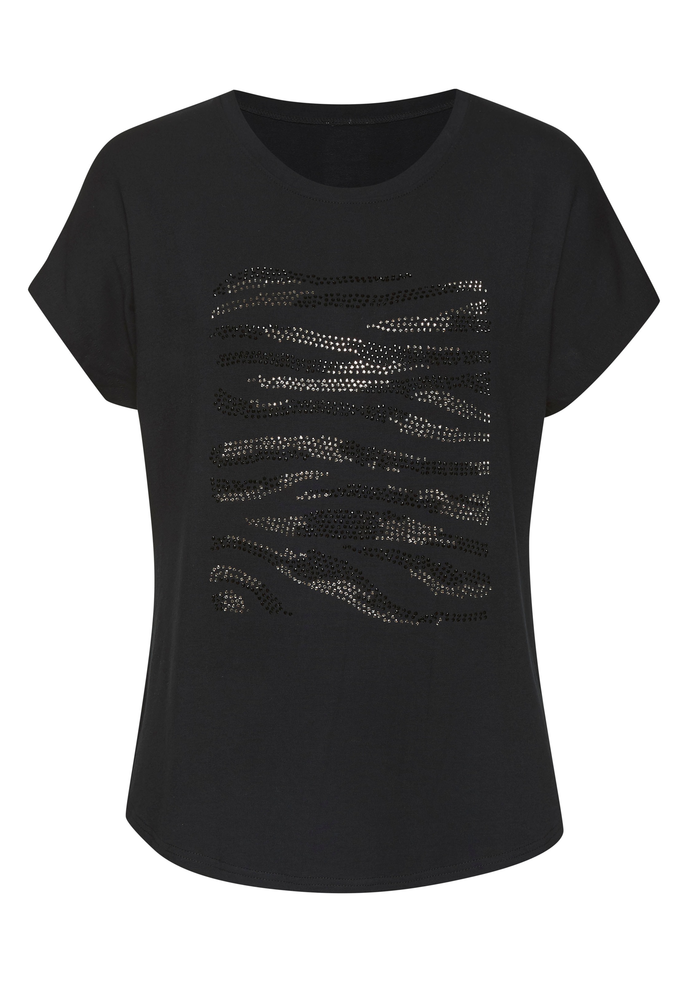 LASCANA Rundhalsshirt mit Strass-Dessin aus hochwertiger French Terry-Quali günstig online kaufen