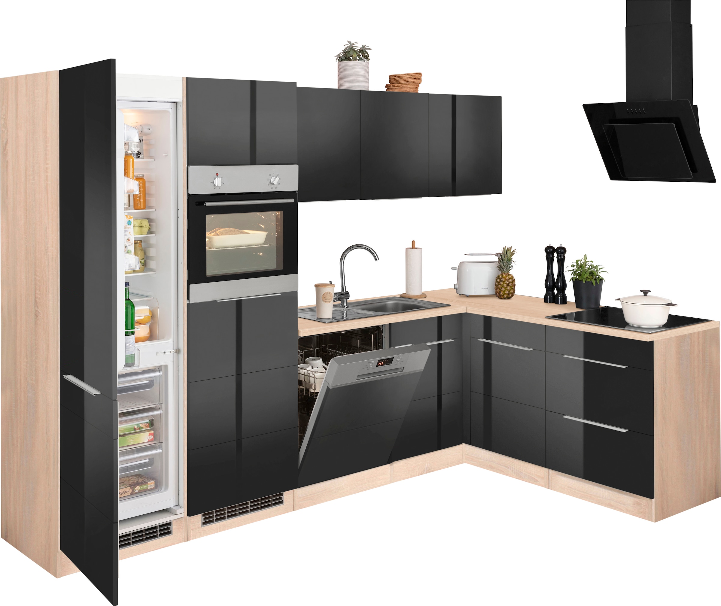 KOCHSTATION Winkelküche »KS-Brindisi Stellbreite 290/170 cm«, wahlweise mit E-Geräten und Induktion, mit MDF-Fronten