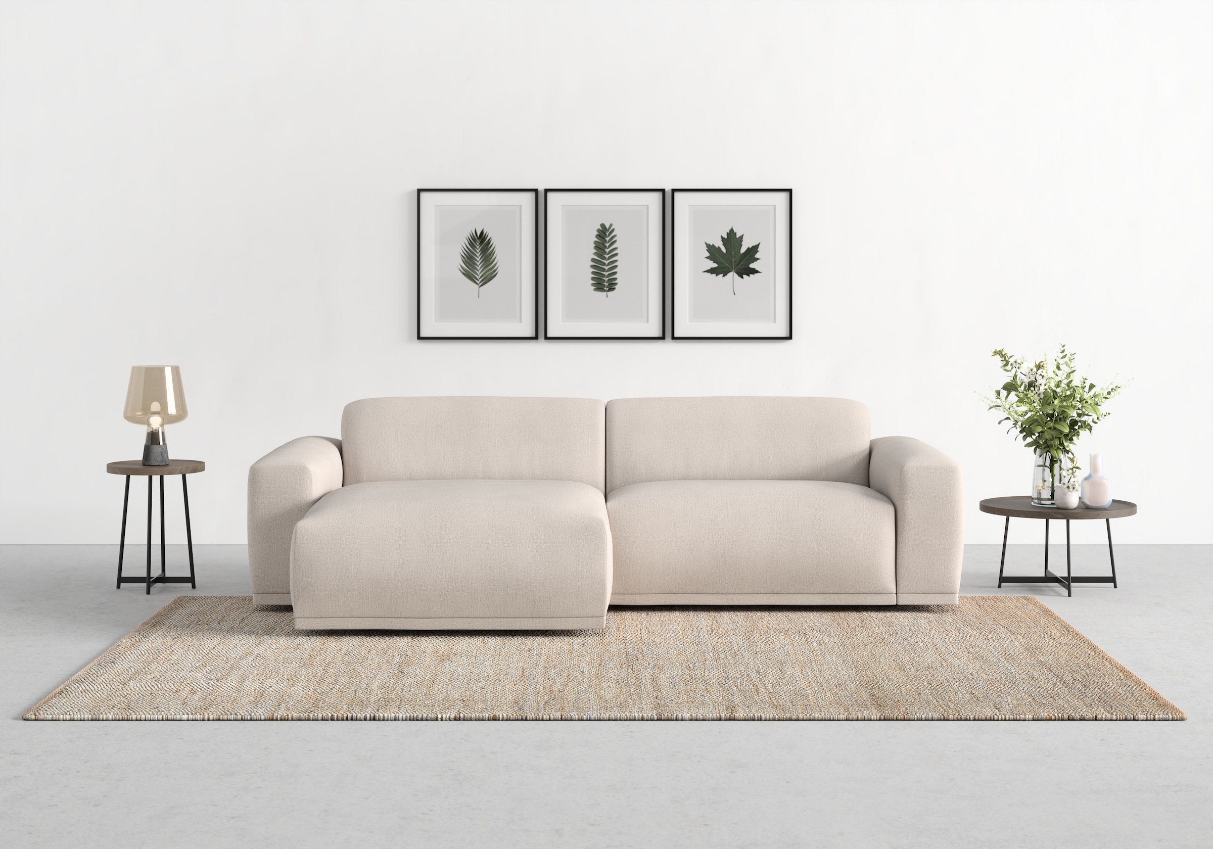 TRENDMANUFAKTUR Ecksofa "Braga, mit hochwertigem Kaltschaum, L-Form, Japandi-Design" modernes Sofa, Couch mit hohem Sitzkomfort, 255/72/160 cm (B/H/T)