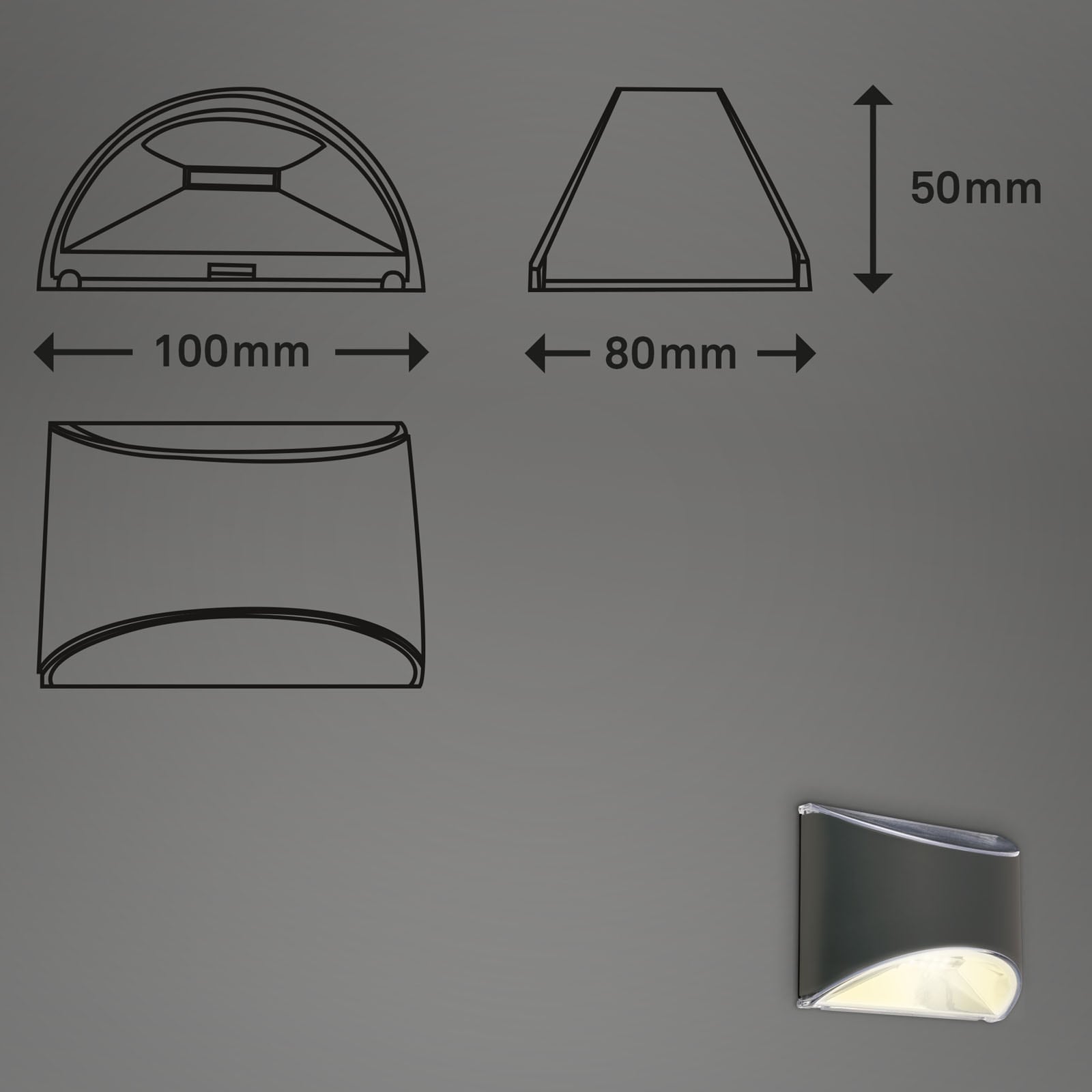 Briloner Leuchten LED Wandleuchte »LED Wand-Solarleuchte, anthrazit, 4xLED«, Leuchtmittel LED-Modul | LED fest integriert