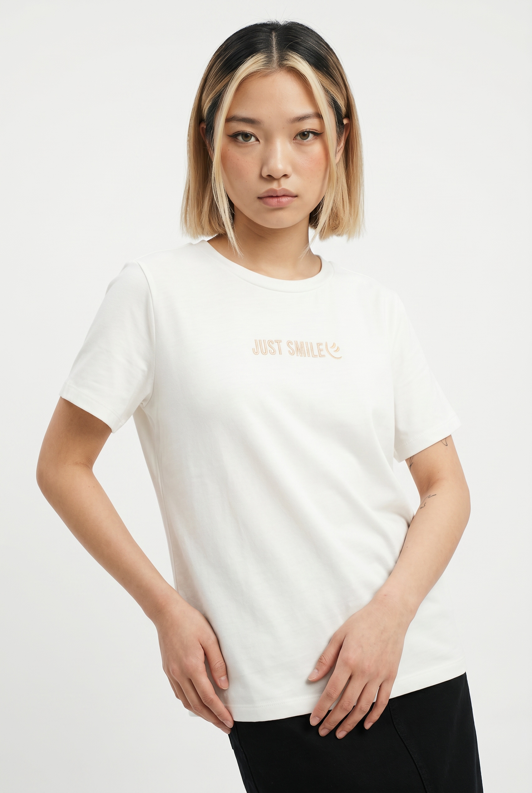 Vero Moda Kurzarmshirt "VMSIGRID PAULINA SS TOP BOX JRS" Baumwolle, regular fit
