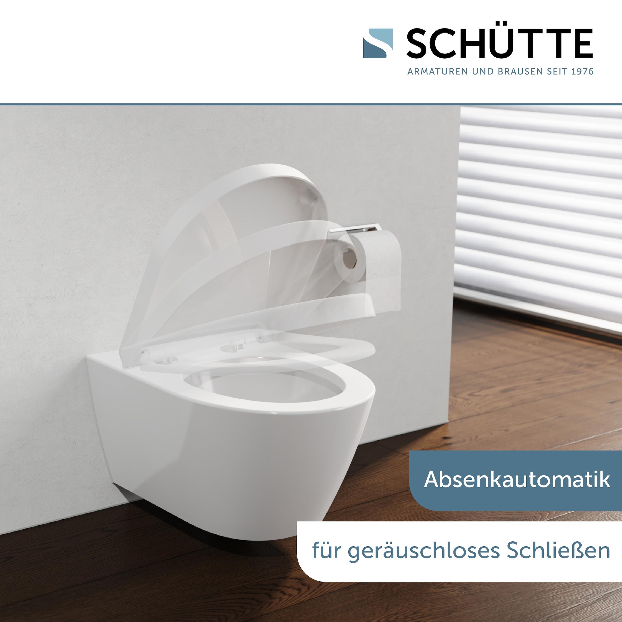 Schütte WC-Sitz »Duroplast, WHITE D-Form PRO 2«, (WC-Sitz, Befestigungsmaterial, Montageanleitung), mit Absenkautomatik und Schnellverschluss
