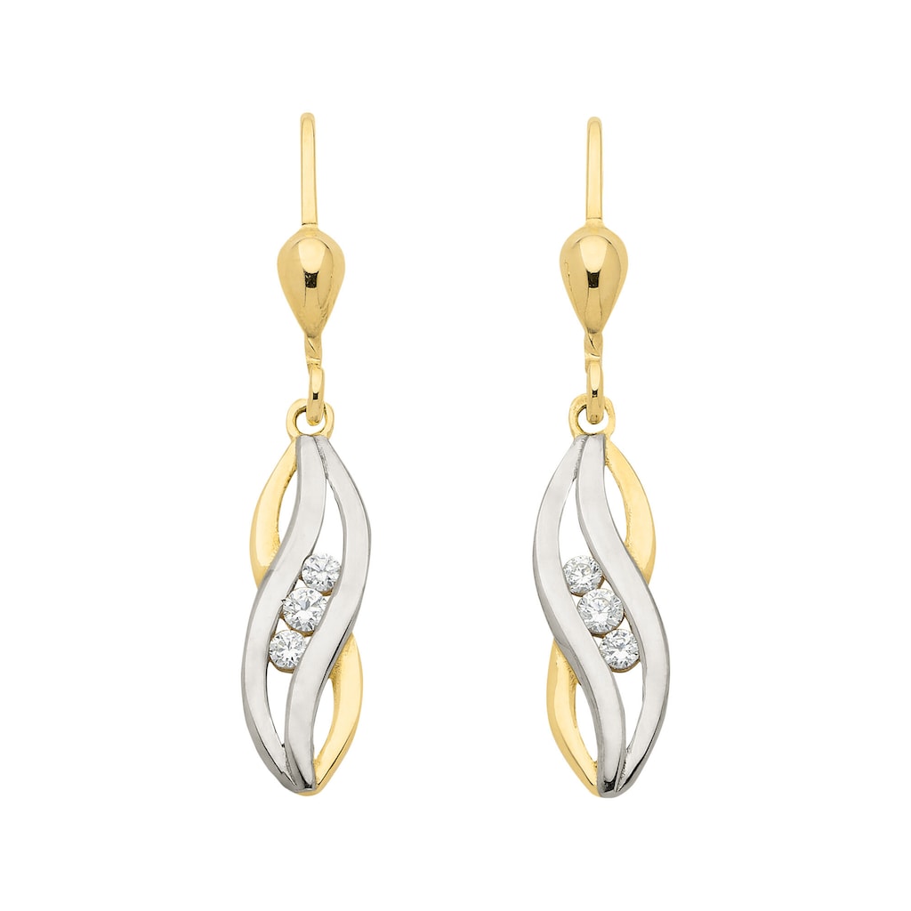Adelia´s Paar Ohrhänger »333 Gold Ohrringe Ohrhänger« mit Zirkonia Goldschmuck für Damen