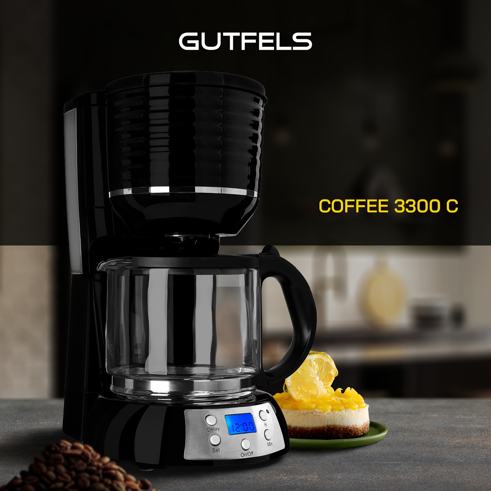 Gutfels Filterkaffeemaschine »COFFEE 3300 C« 1,5 l Kaffeekanne Papierfilter 1x4 1,50 L Glaskanne, 1080 Watt
