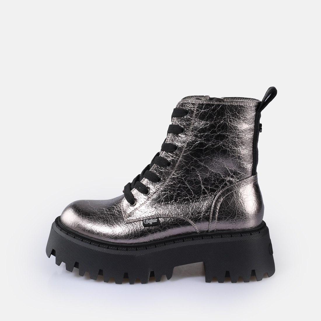 Buffalo Plateaustiefelette »Aspen Lace Up mid«  Schnürboots, Plateauboots, Profilsohle, in aktueller Metallic-Optik