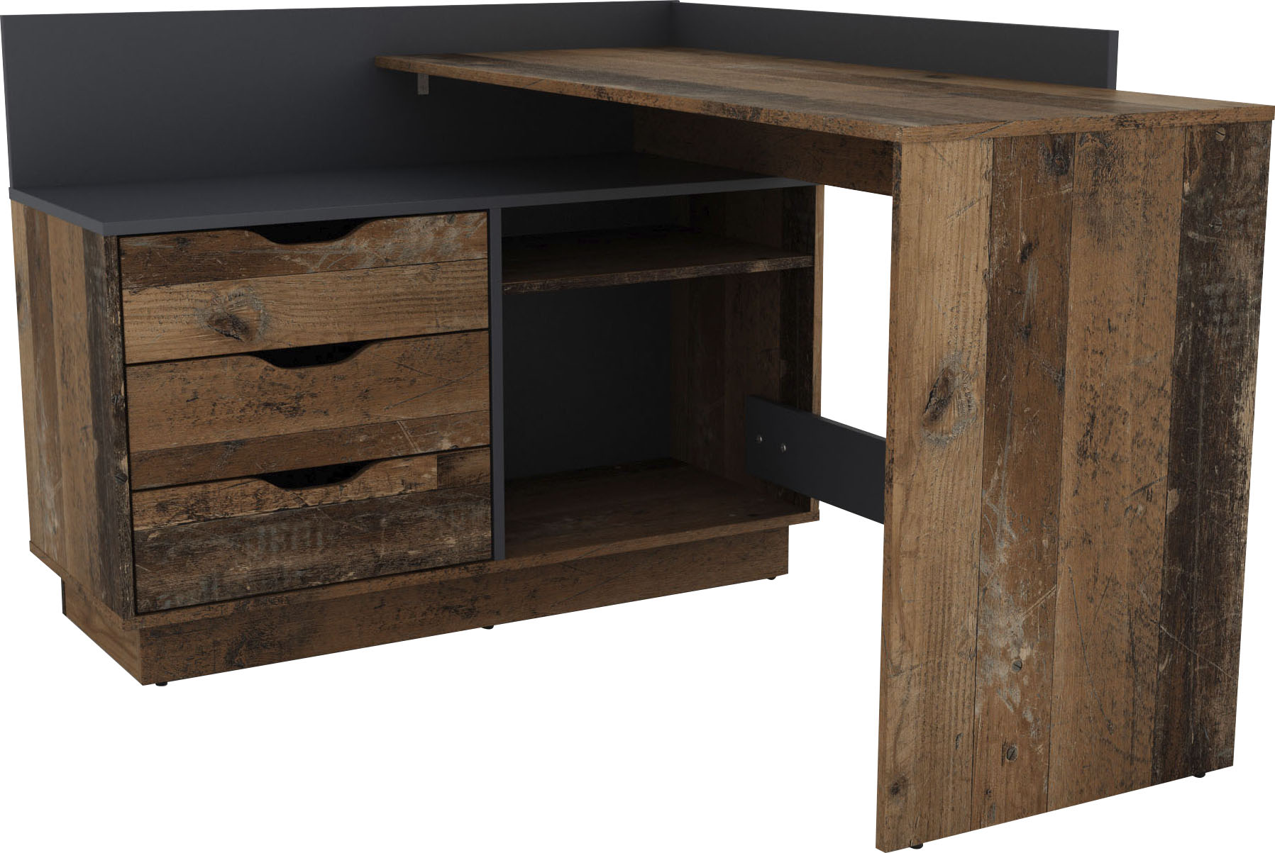 OTTO home Eckschreibtisch "Bexley" mit viel Stauraum, Breite 129 cm, rechts oder links montierbar