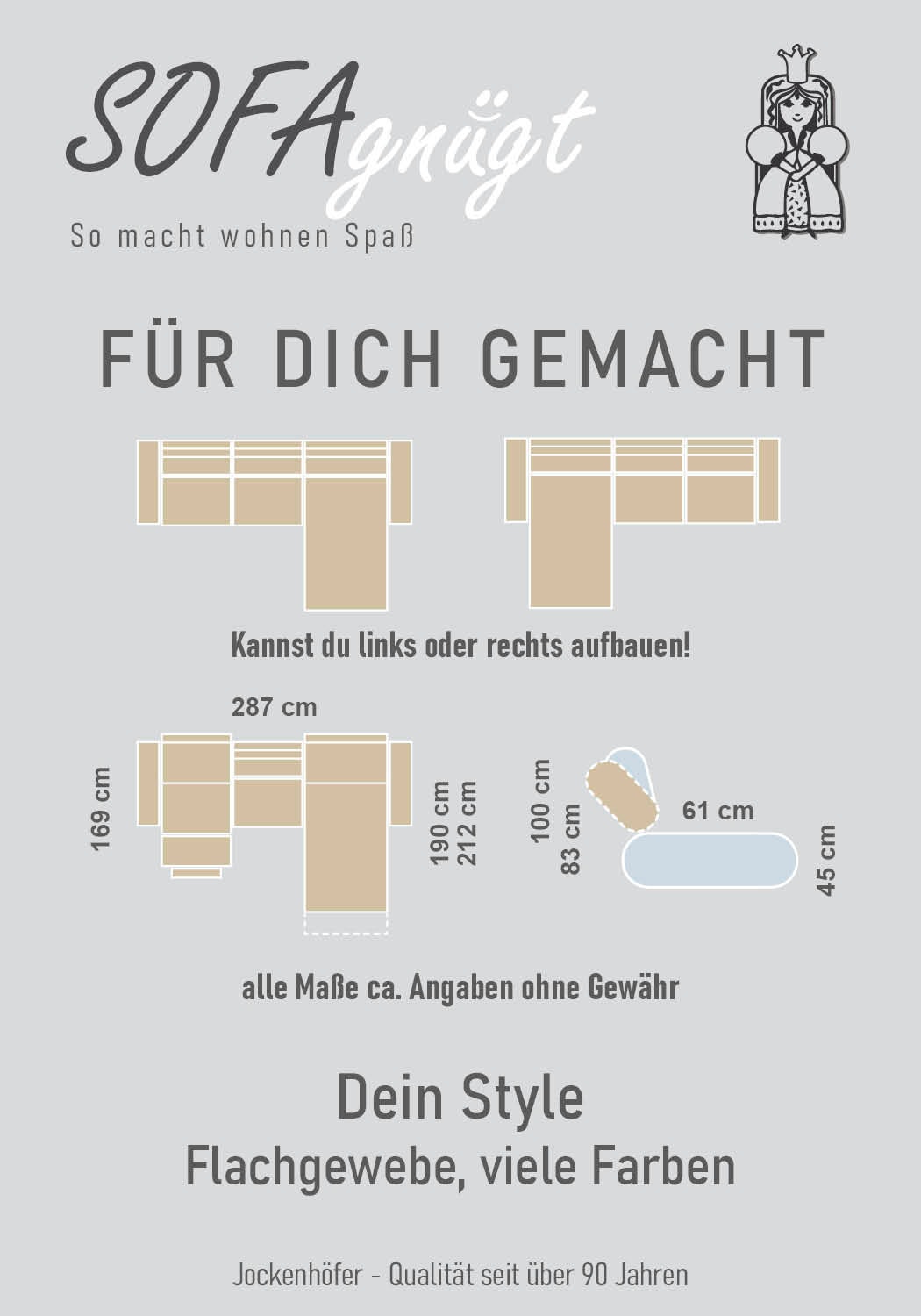 Jockenhöfer Gruppe Ecksofa »Chillout L-Form, B: 288 cm, elektr. Relaxfunktion im Sitz und Ottomane« 140kg Belastbarkeit je Sitz, Kopfteilverstellung & Zierkissen