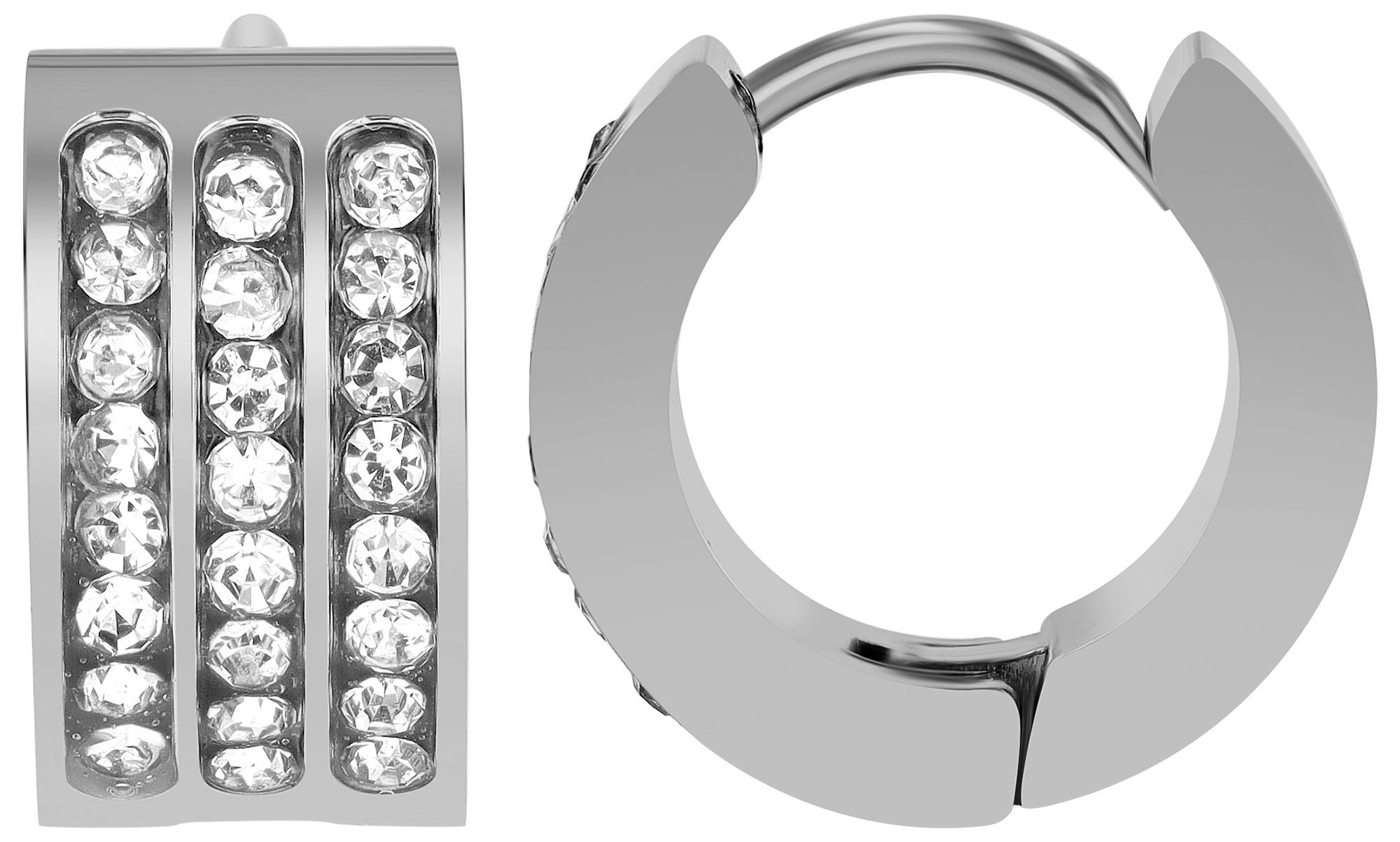 Adelia´s Klappcreolen "Ohrringe – Klappcreole aus Edelstahl mit Strass Steinchen" Schöne Geschenkidee zum einen besonderen Tag
