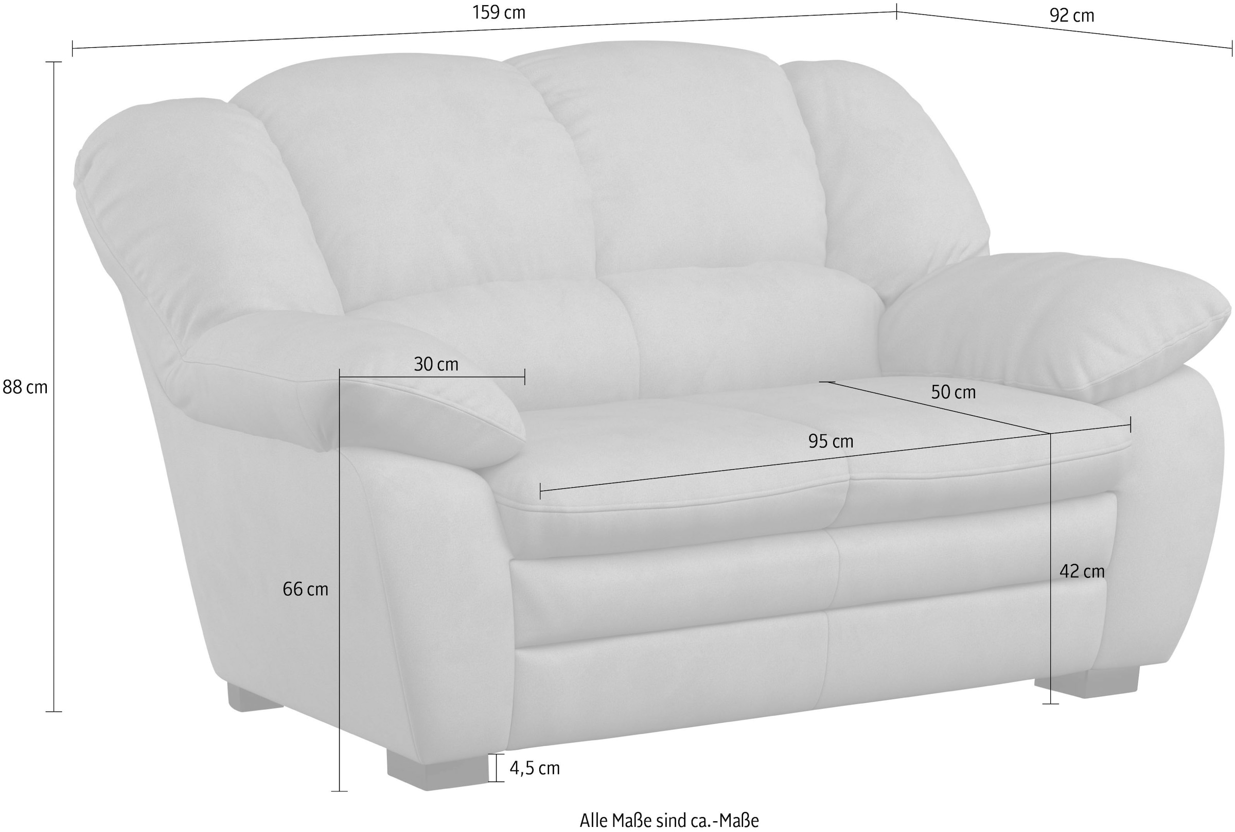 COTTA 2-Sitzer »Casino Sofa, mit extra breiten Armlehnen, B: 159 cm« Polstergarnitur, auch als Set erhältlich