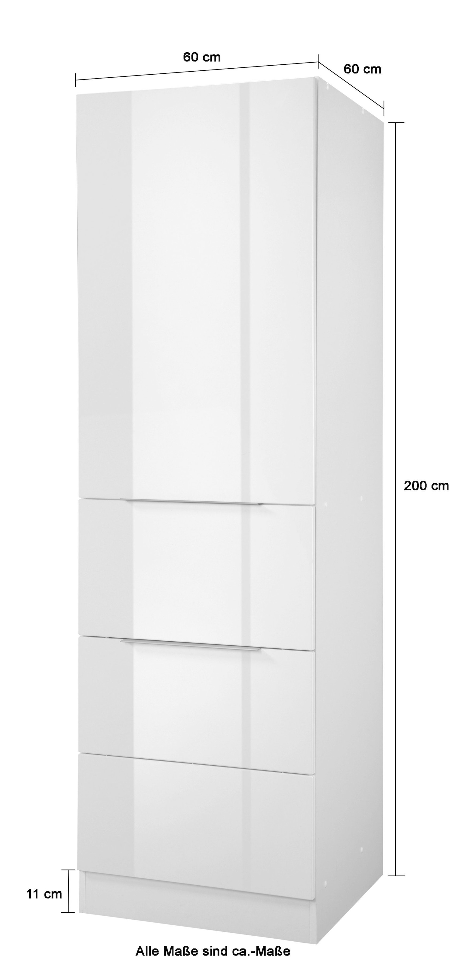 KOCHSTATION Seitenschrank »KS-Brindisi« 60 cm breit, 200 cm hoch, viel Stauraum
