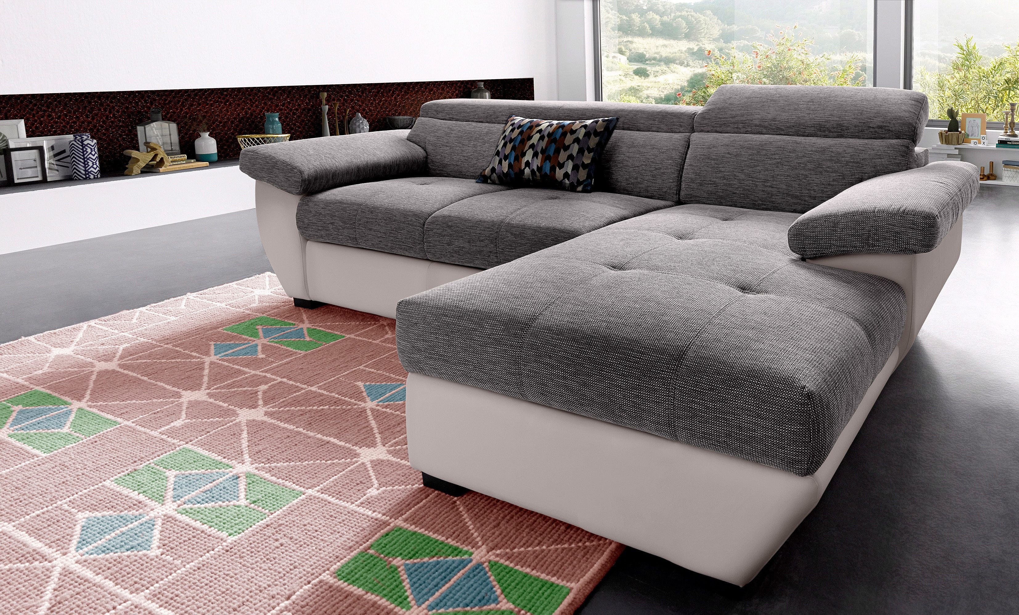 COTTA Ecksofa "Speedway L-Form" mit Kopfteilverstellung, wahlweise mit Schlaffunktion & Bettkasten