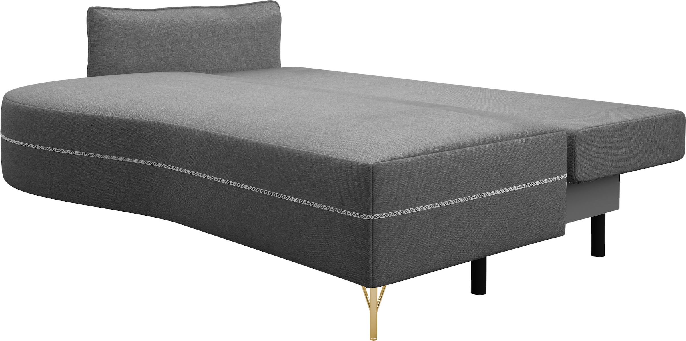 exxpo - sofa fashion Loungesofa »mit toller Kontrastnaht, Solitärmöbel, bequem, schmale Armlehne«, Schlafsofa mit Bettfunktion und Bettkasten, komfortabler Federkern