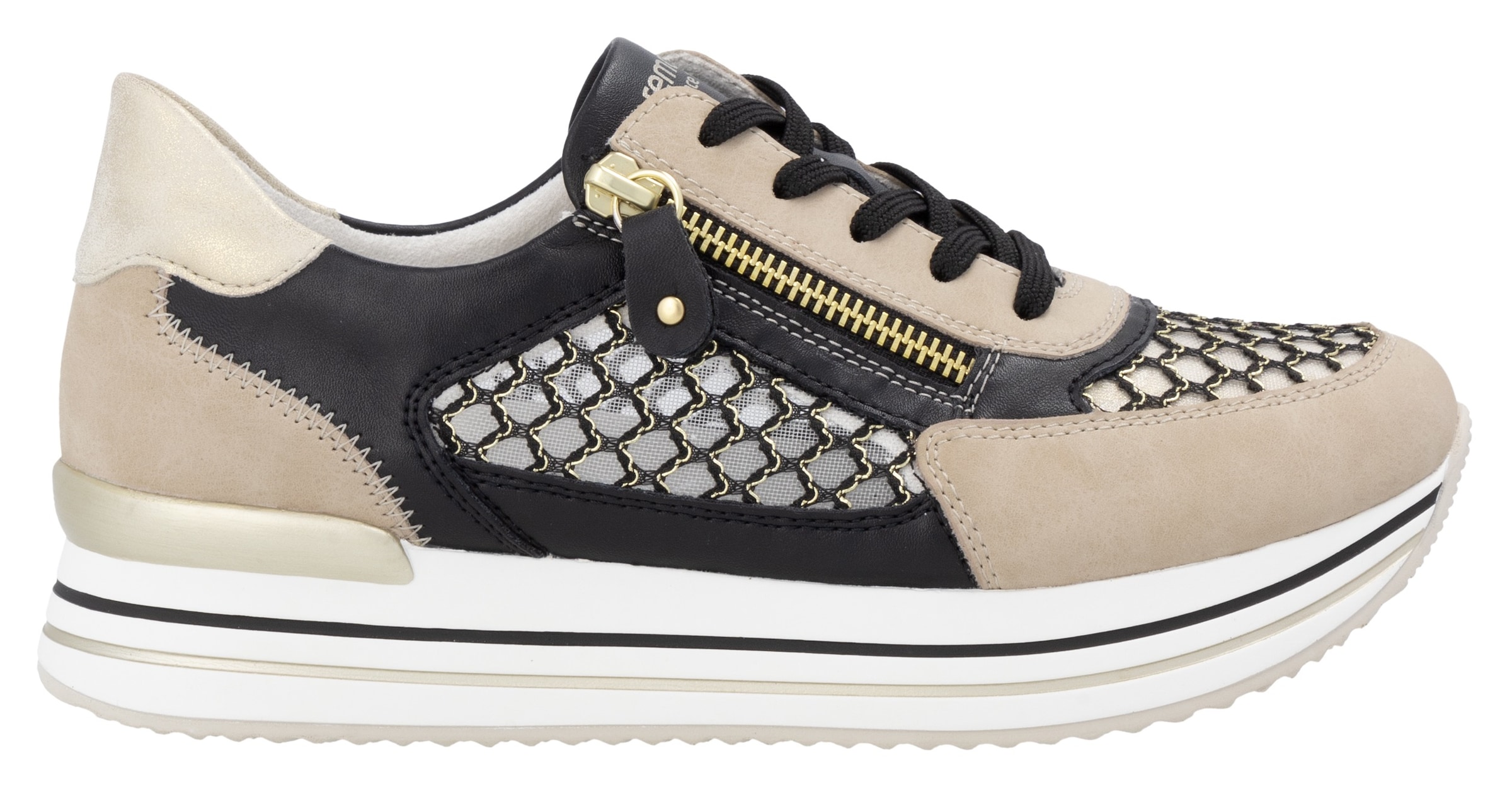 Remonte Plateausneaker, Freiezitschuh, Halbschuh, Schnürschuh, vegan, Kontrastbesatz