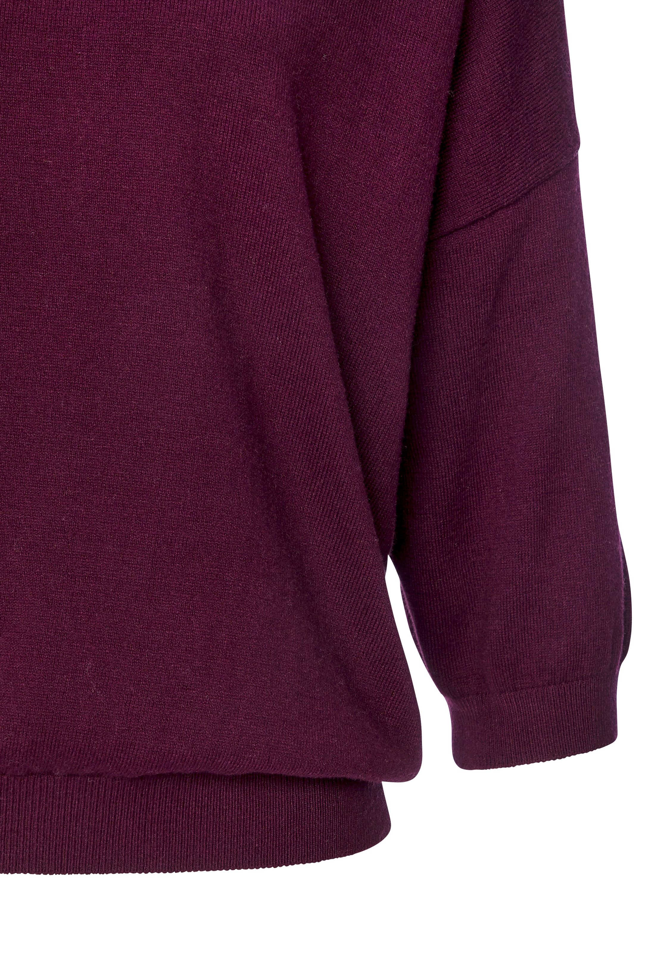 Fledermauspullover VIVANCE, Damen, Gr. 32/34, bordeaux, Strick, Obermaterial: 60% Baumwolle, 40% Polyamid, unifarben, figurumspielend hüftlang, V-Ausschnitt, Pullover, aus weicher Feinstrickqualität, mit V-Ausschnitt und lockerer Passform, Topseller 3