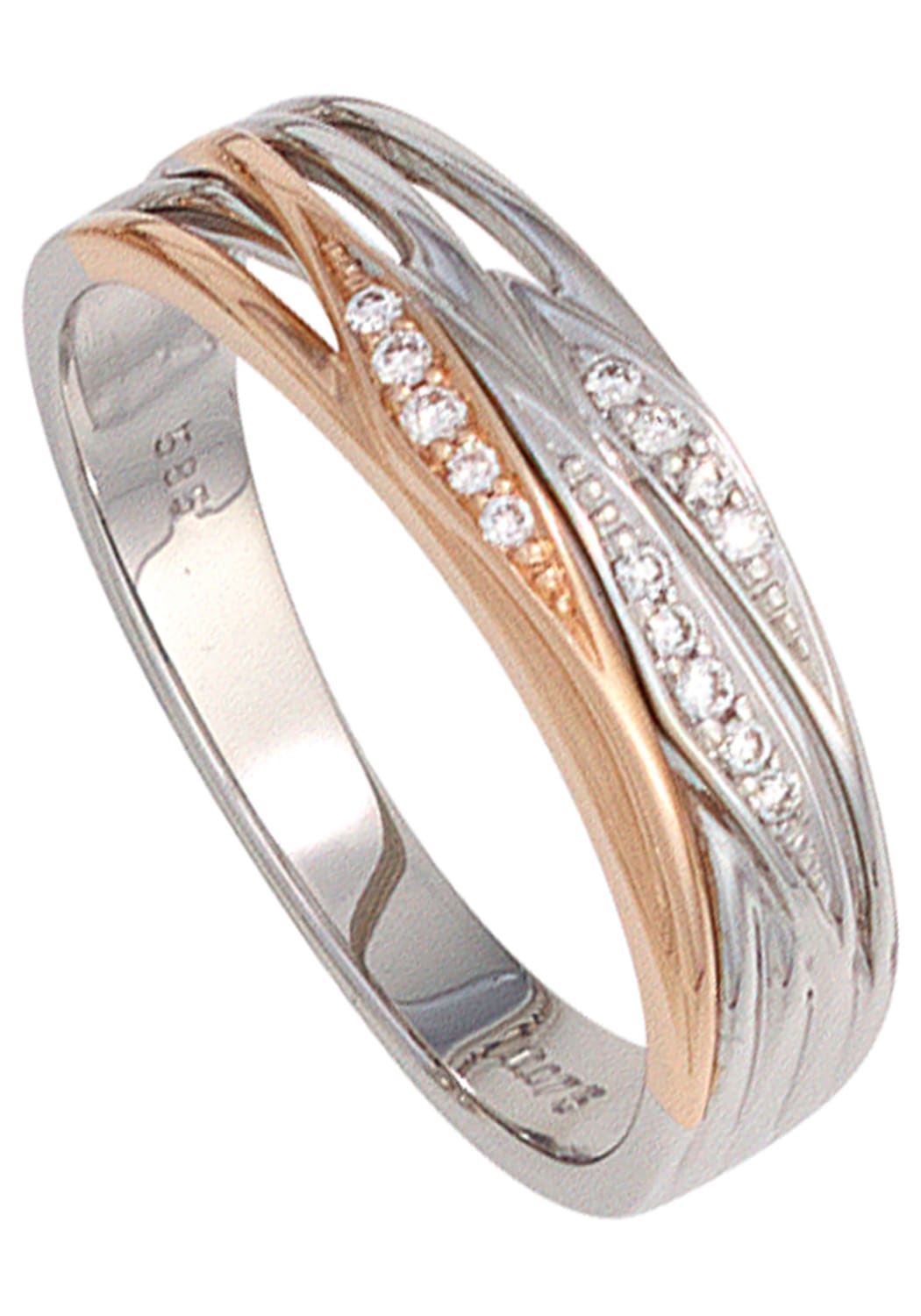 JOBO Diamantring, 585 BAUR 14 Gold Diamanten kaufen bicolor | mit