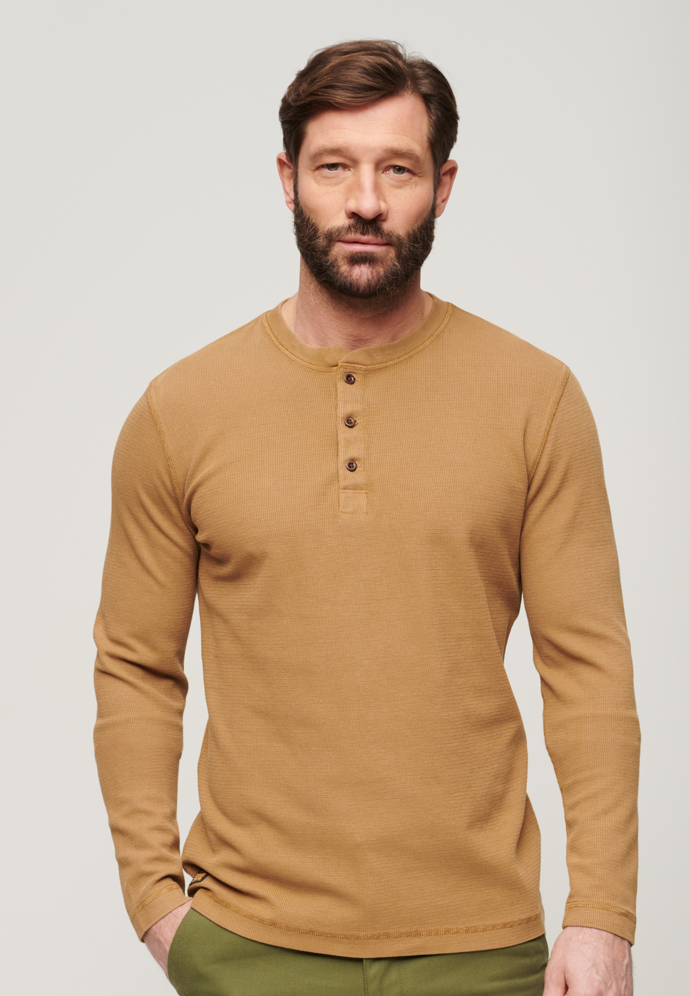 Superdry Langarmshirt "WAFFLE LONG SLEEVE HENLEY TOP" günstig online kaufen