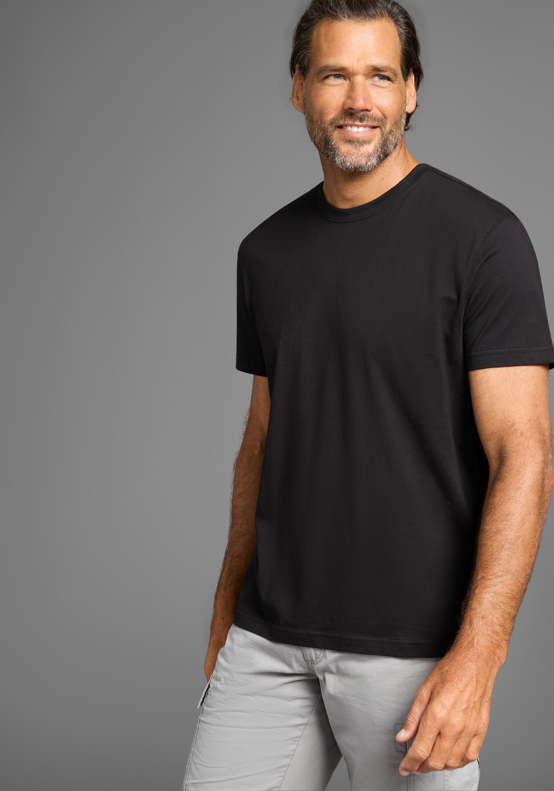 Man's World T-Shirt »neue Farben!«, (3er-Pack), Kurzarm, unifarben, Rundhals, aus Baumwolle