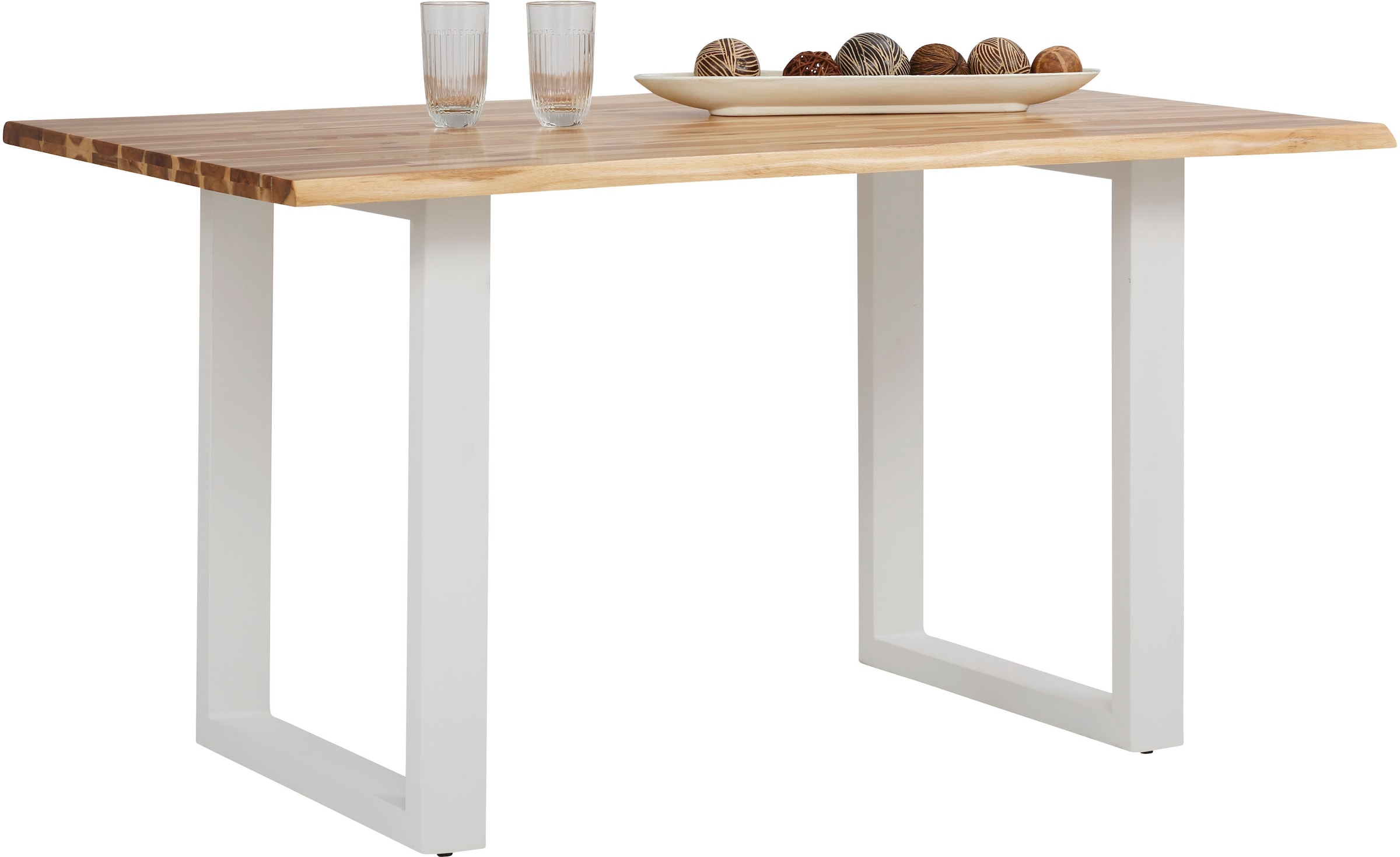 Home affaire Esstisch »Melody« Akazienholz, mit Metallfußgestell Breite 140 cm