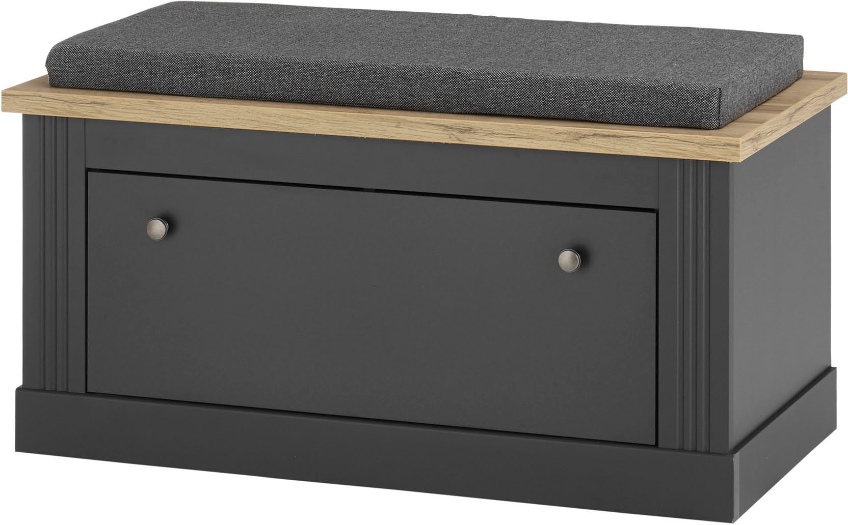OTTO home Sitzbank "Westminster, Schuhbank mit Sitzkissen, Garderobenbank im Landhausstil" Metallgriffe, in 2 Farben erhältlich, Platz für 8 Schuhe, 92 cm breit