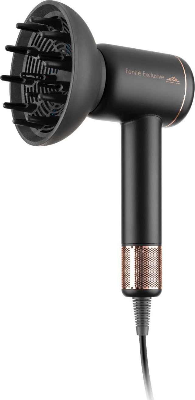 Thumbnail - eta Ionic-Haartrockner "Fenite Black Edition ETA932090010" 1.600 W 2 Aufsätze Verfügt über ein magnetisches Befestigungs...