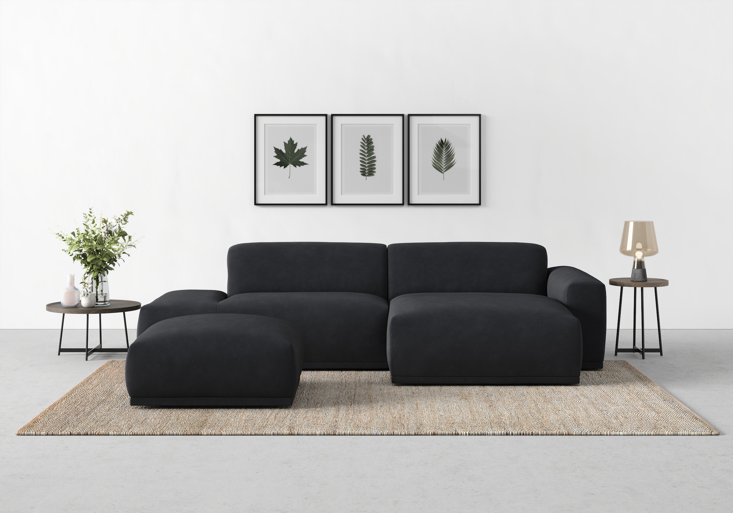 TRENDMANUFAKTUR Ecksofa Braga, aus 2 Teilen, moderner Cord-Stoff
