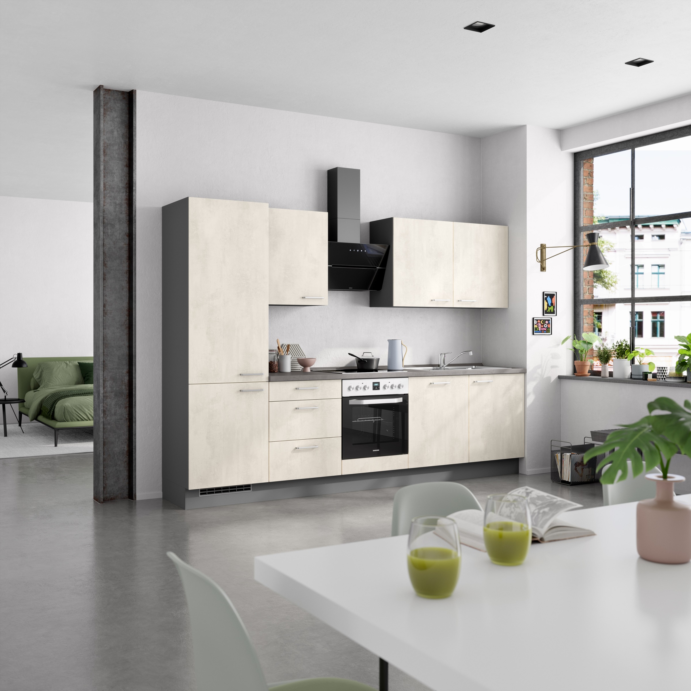 nobilia® Küchenzeile »"Riva II"«, vormontiert, Ausrichtung wählbar, Breite 300 cm, wahlw. mit E-Geräten