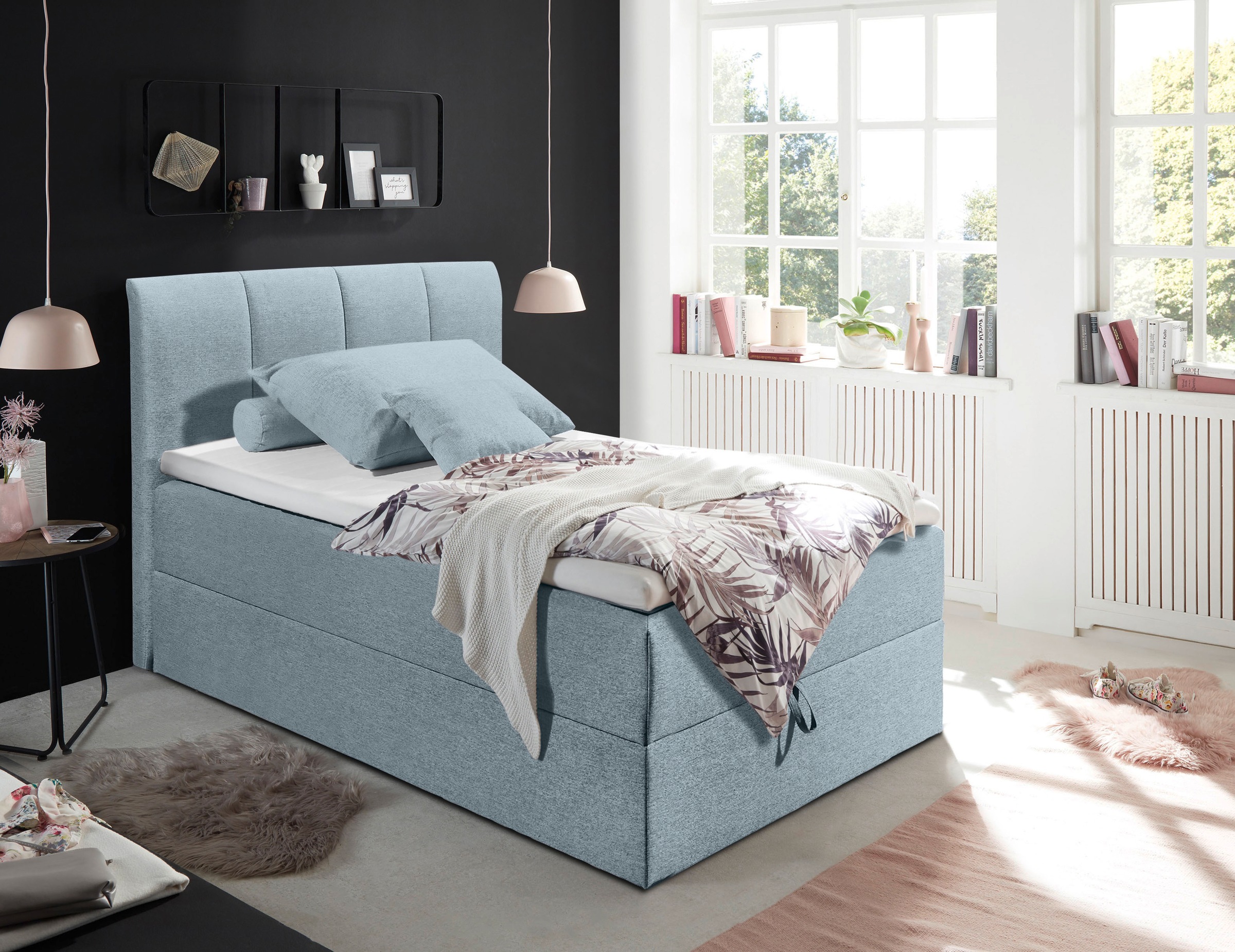 Boxbett, B:122cm L:213cmpastellblau colet 83, ED EXCITING DESIGN, 100% Polyester, Komplettbetten, ""Granada" OTTOs Choice, Topseller inkl. Bettkasten