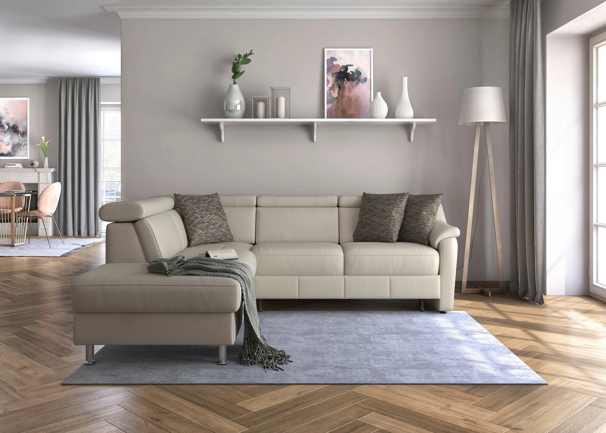 Ecksofa SIT & MORE "Freetown L-Form", beige (elfenbein), B:252cm H:84cm T:216cm, Sofas, Ecksofa, inklusive Kopfteilverstellung und komfortablem Federkern 5