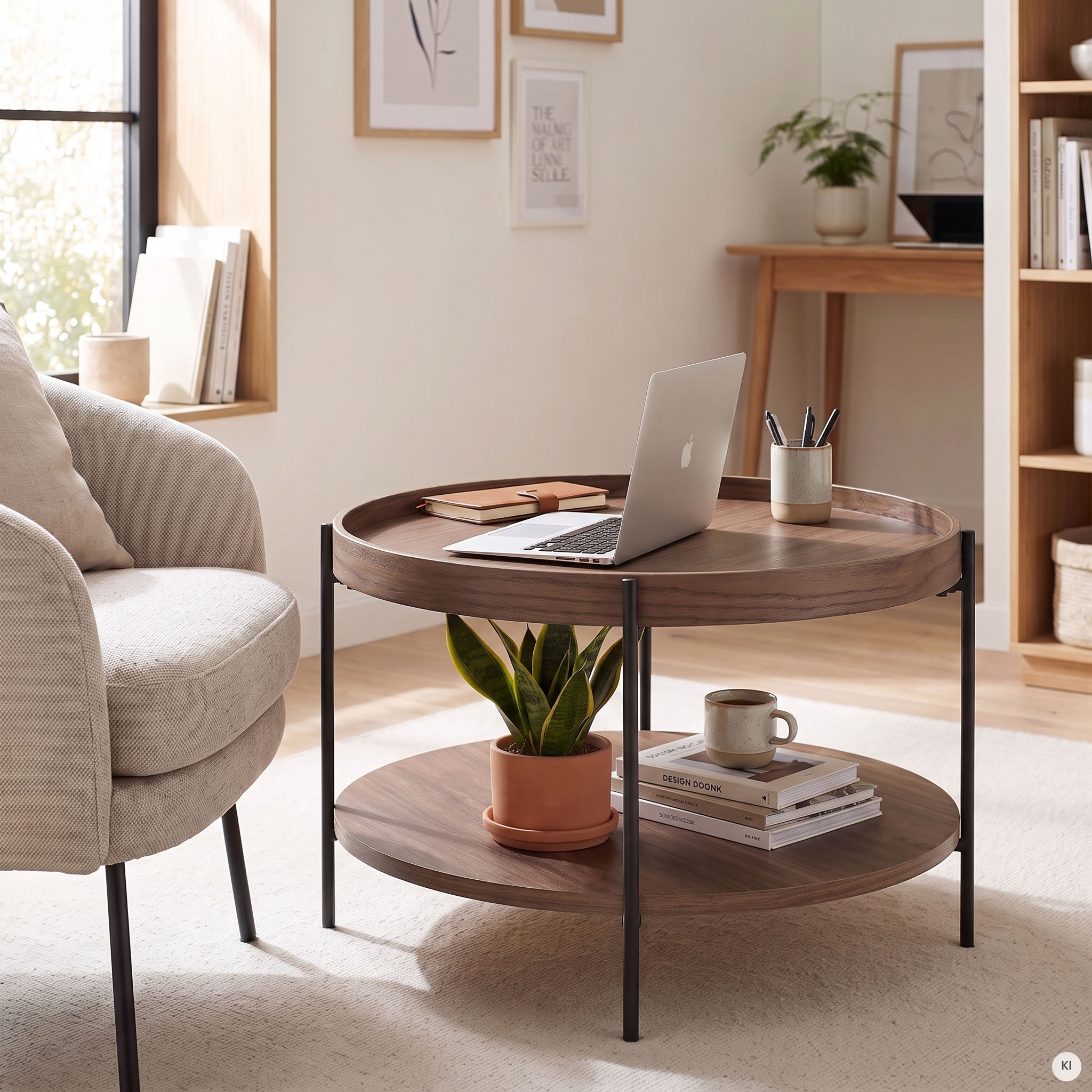 SalesFever Couchtisch »Chicago mit 2 Ablageflächen – moderner Design-Coffee-Table« 1 Stk. tlg. Stilvoller Wohnzimmertisch mit Stauraum, Holz & Metall