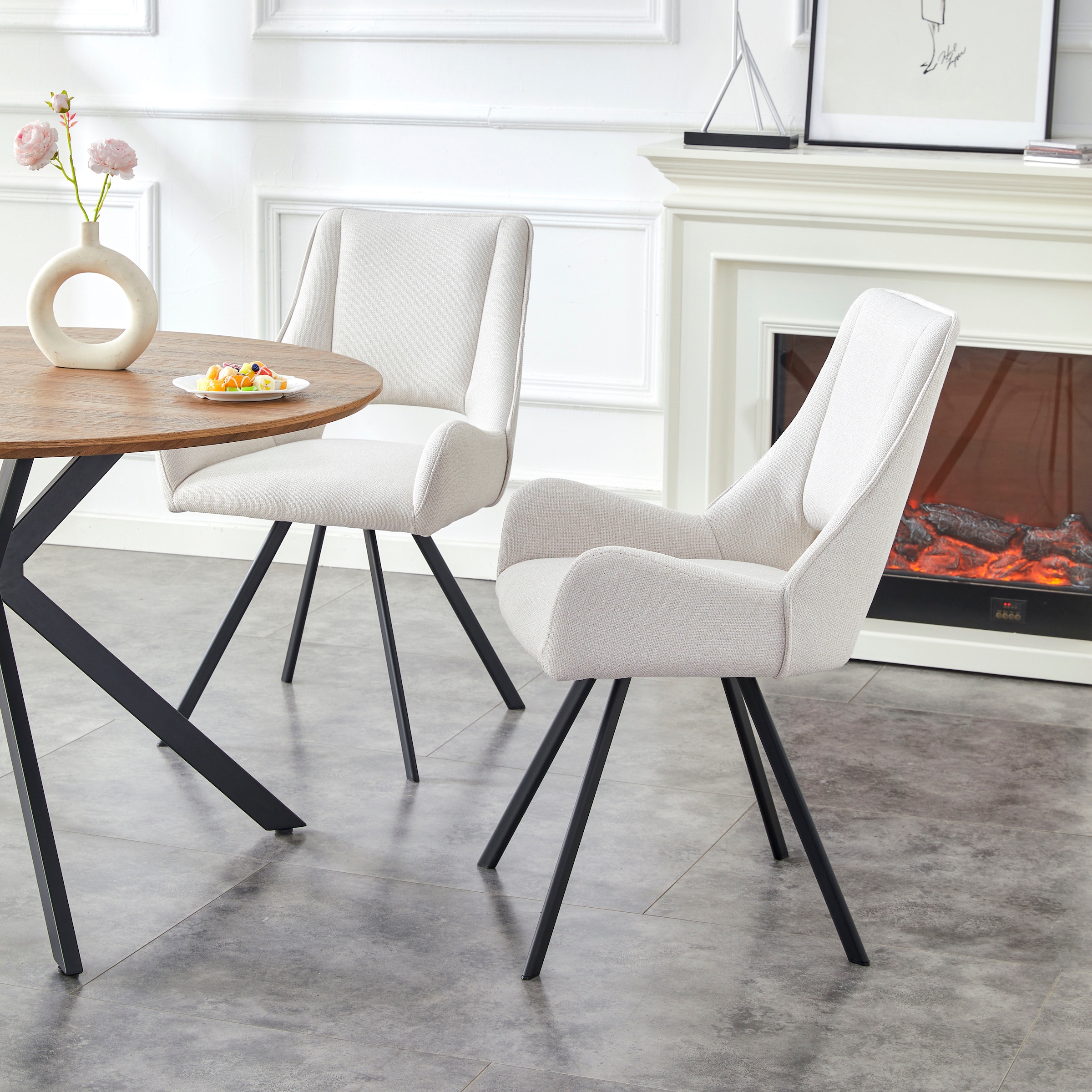 Home affaire Esszimmerstuhl »AIRDRIE, 2er Set, mit Metallgestell in matt schwarz« (Set) 2 Stk.in verschiedenen Farben, Belsatbarkeit pro Stuhl 120 kg, mit Griffloch