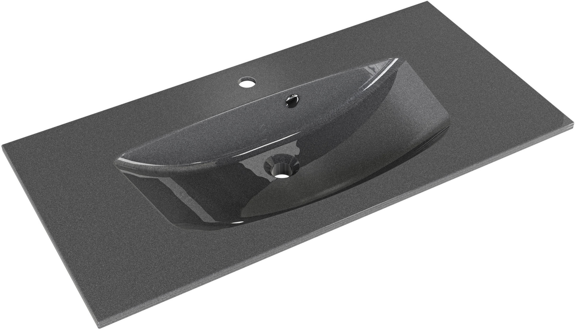 Saphir Badmöbel-Set »Serie 6025 2-teilig Mineralmarmor-Waschtisch mit LED-Spiegelschrank«, (2 St.), Waschplatz 97 cm breit, 2 Schubladen, 3 Spiegel-Türen, inkl Türdämpfer
