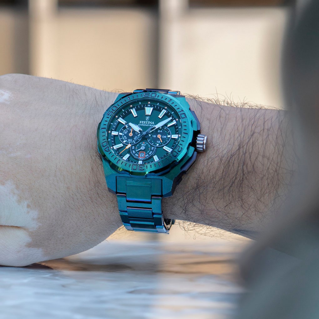 Festina Chronograph »Chrono Bike 2025 Special Edition«, (Set, 3 tlg., mit Wechselband und Bandwechsler), Quarzuhr, Armbanduhr, Herrenuhr, Edelstahlarmband