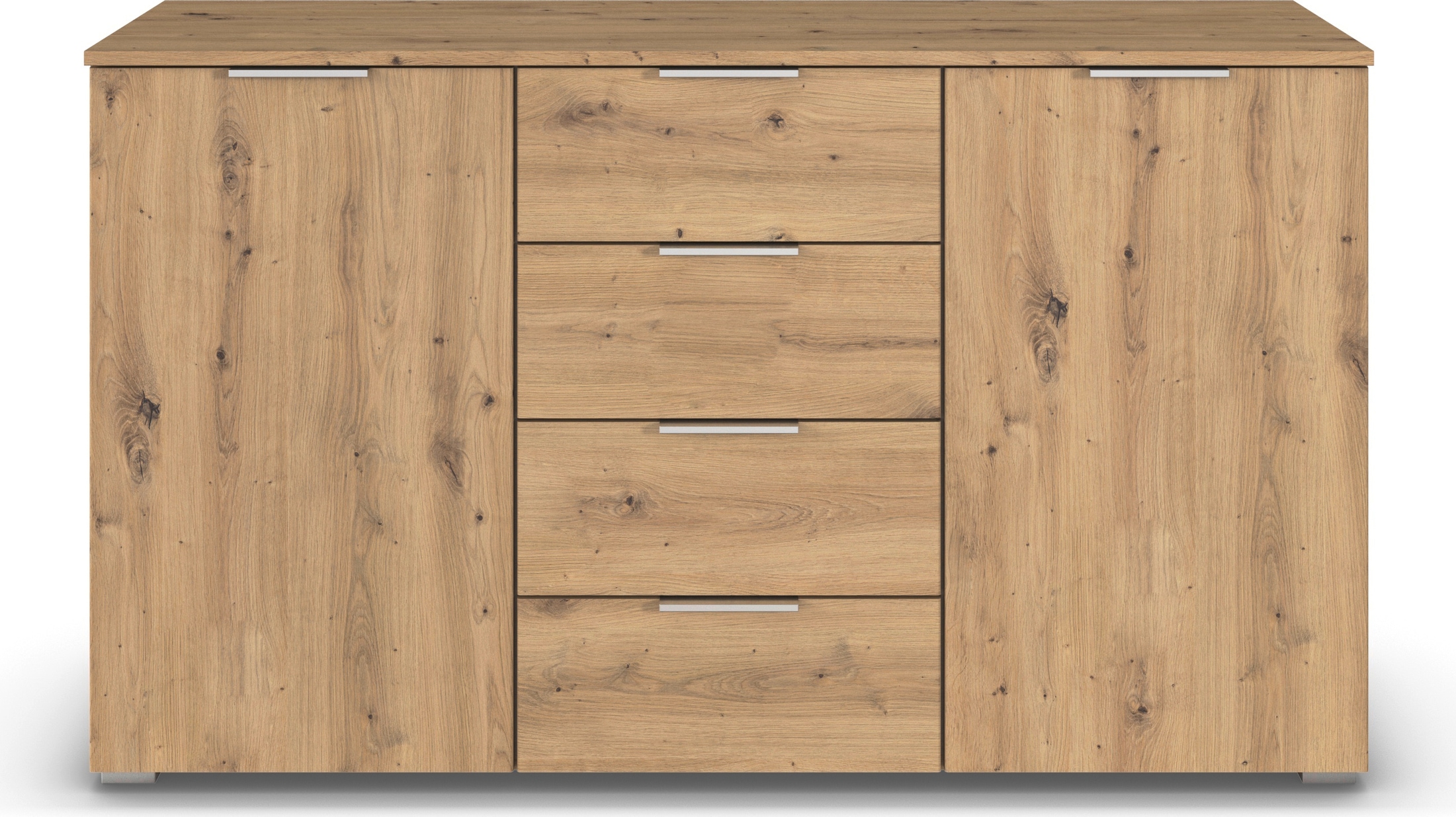 rauch Kombikommode »Sideboard Schubladenkommode AGORDO mit Dekor- oder Hochglanzfront«, (in zwei Griff-Farben), mit 4 Schubkästen und 2 Türen sowie Metallgriffen MADE IN GERMANY