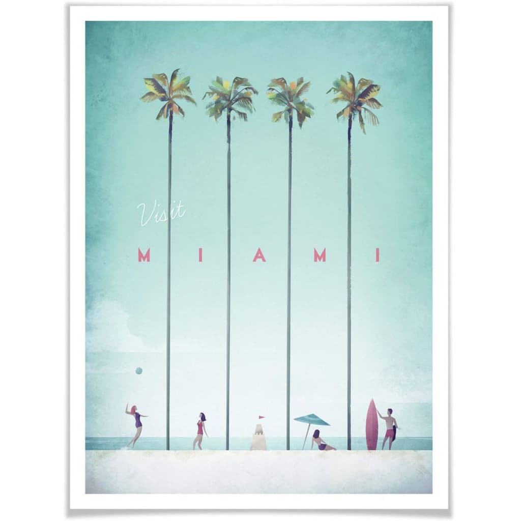 Wall-Art Poster »Palmen Urlaub Miami Strand«, Strand, (1 St.)