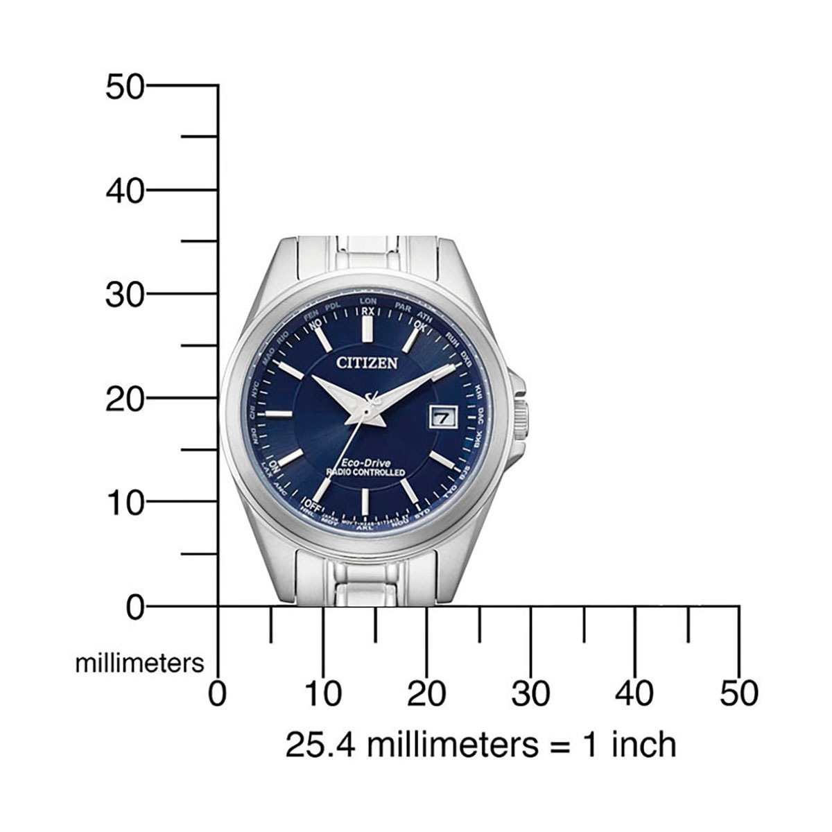 Citizen Funkuhr, Armbanduhr, Damenuhr, Solar, Edelstahlarmband, Saphirglas, Datum