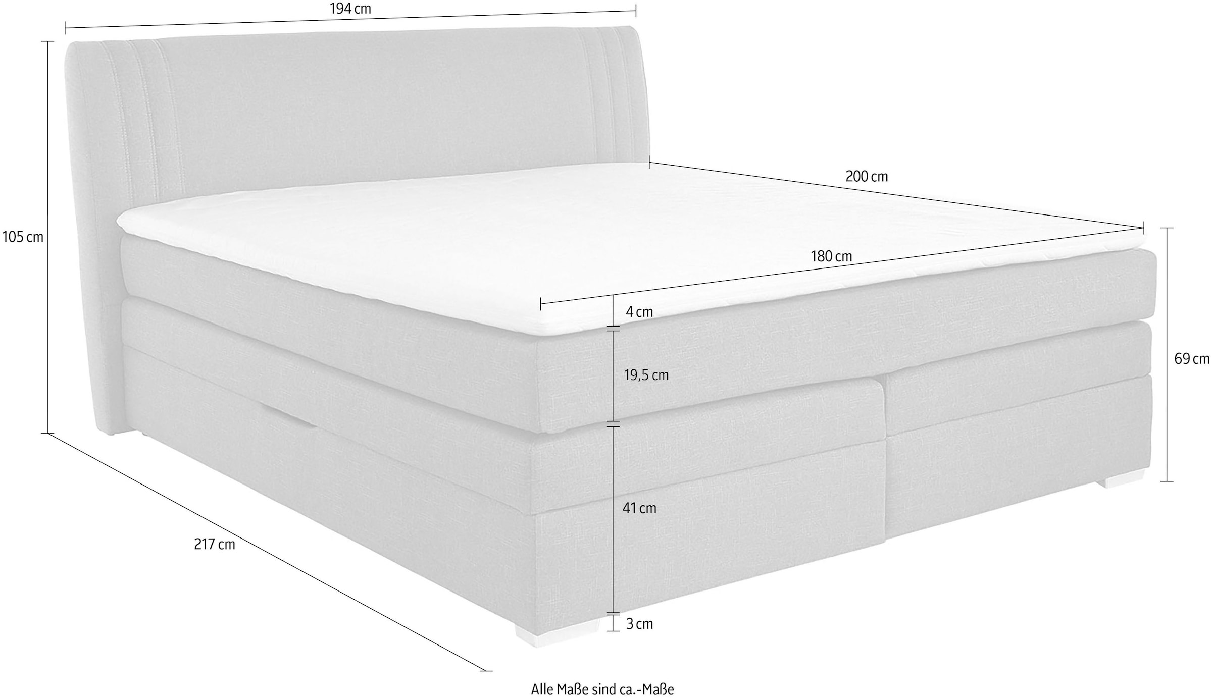 Jockenhöfer Gruppe Boxspringbett Amira, mit Bettkasten und Topper