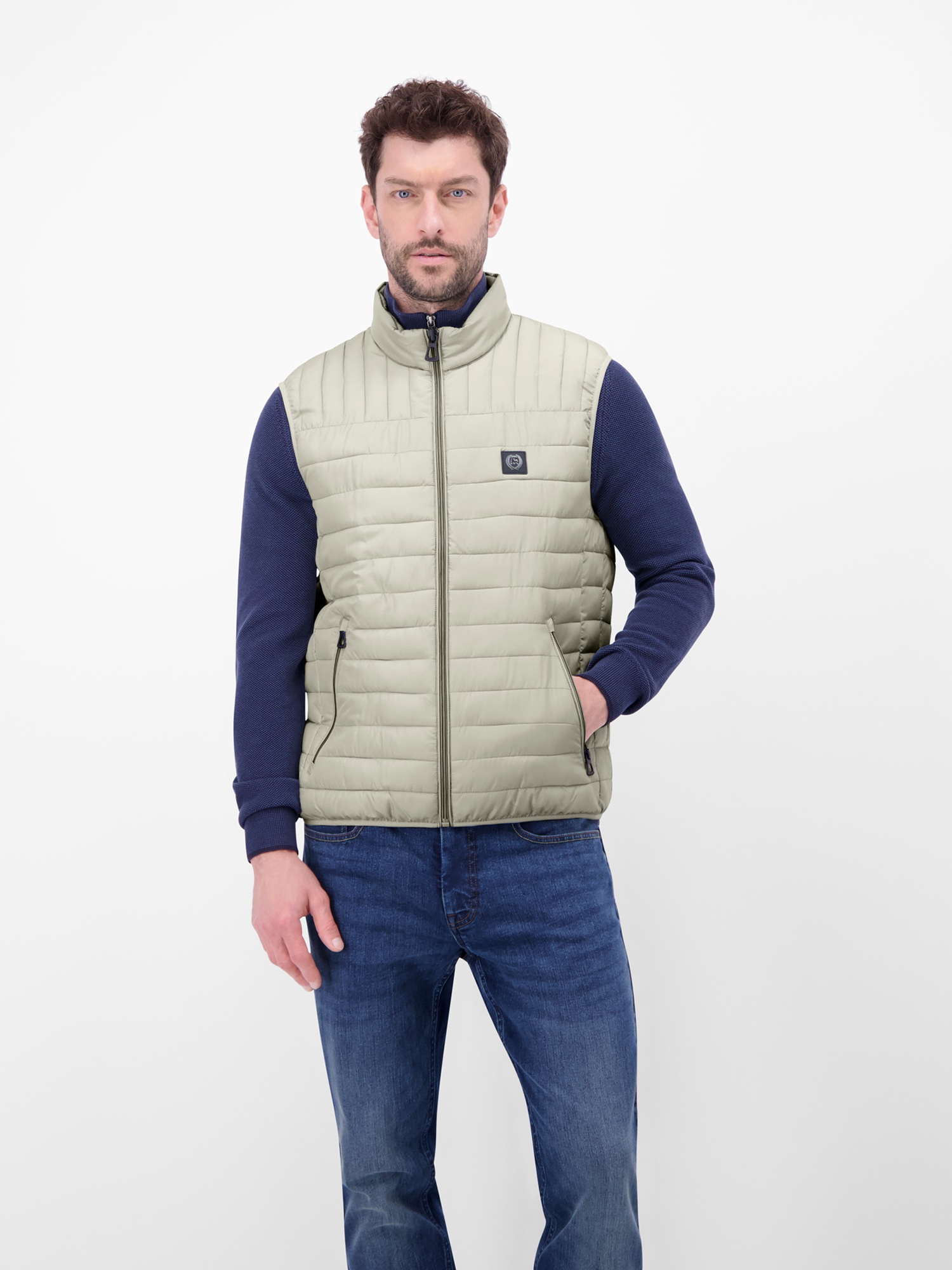 Steppweste LERROS "Steppweste für Herren, leicht gefüttert", Herren, Gr. 3XL, pearl grau, 100% Polyester, Westen Steppweste 5