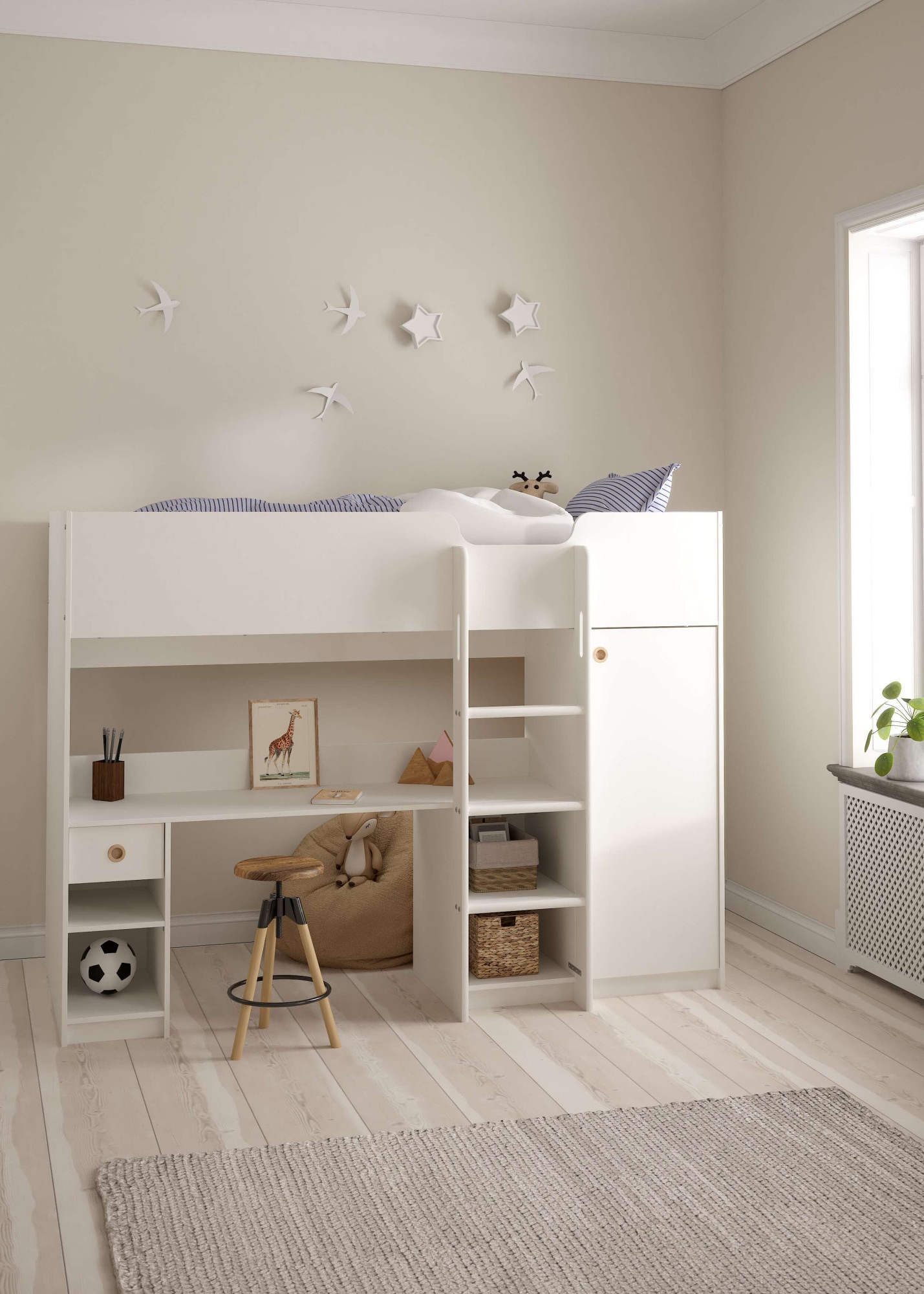 Home affaire Etagenbett »Hochbett mit viel Stauraum und Schrank« Hohes Kinderbett mit integriertem Kleiderschrank