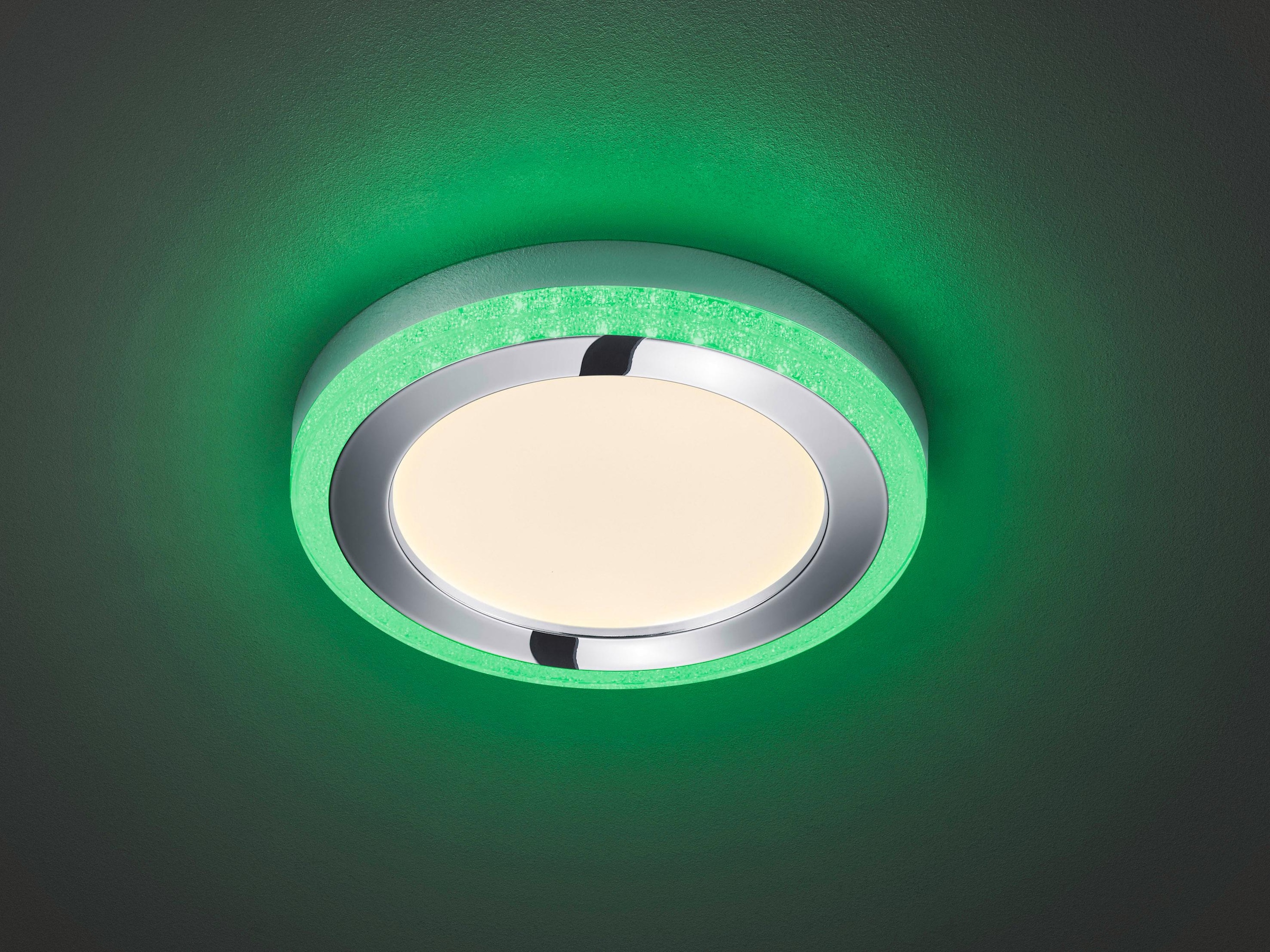 TRIO Leuchten LED Deckenleuchte »Slide«, 1 flammig, Leuchtmittel LED-Board | LED fest integriert, Fernbedienung, integrierter Dimmer, Nachtlicht, RGBW-Farbwechsler
