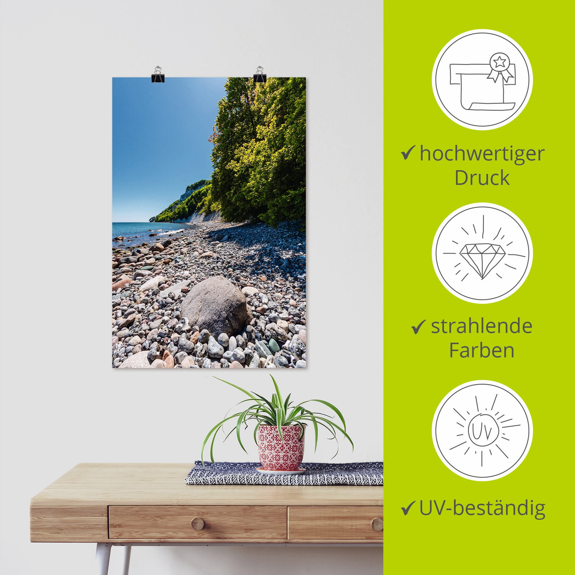 Artland Poster »Steine an der Ostseeküste Insel Rügen«, Küstenbilder, (1 St.), als Alubild, Leinwandbild, Wandaufkleber oder Poster in versch. Größen