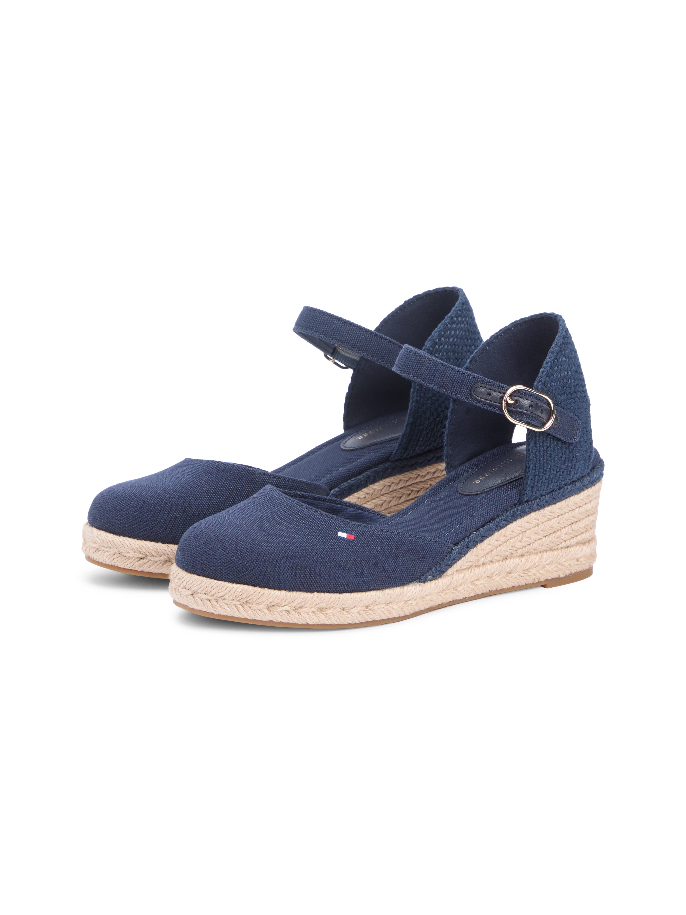 Tommy Hilfiger Keilsandalette "MID WEDGE ESPAD CLOSED TOE" Plateau, Sommerschuh mit verstellbarer Schnalle, schmale Form