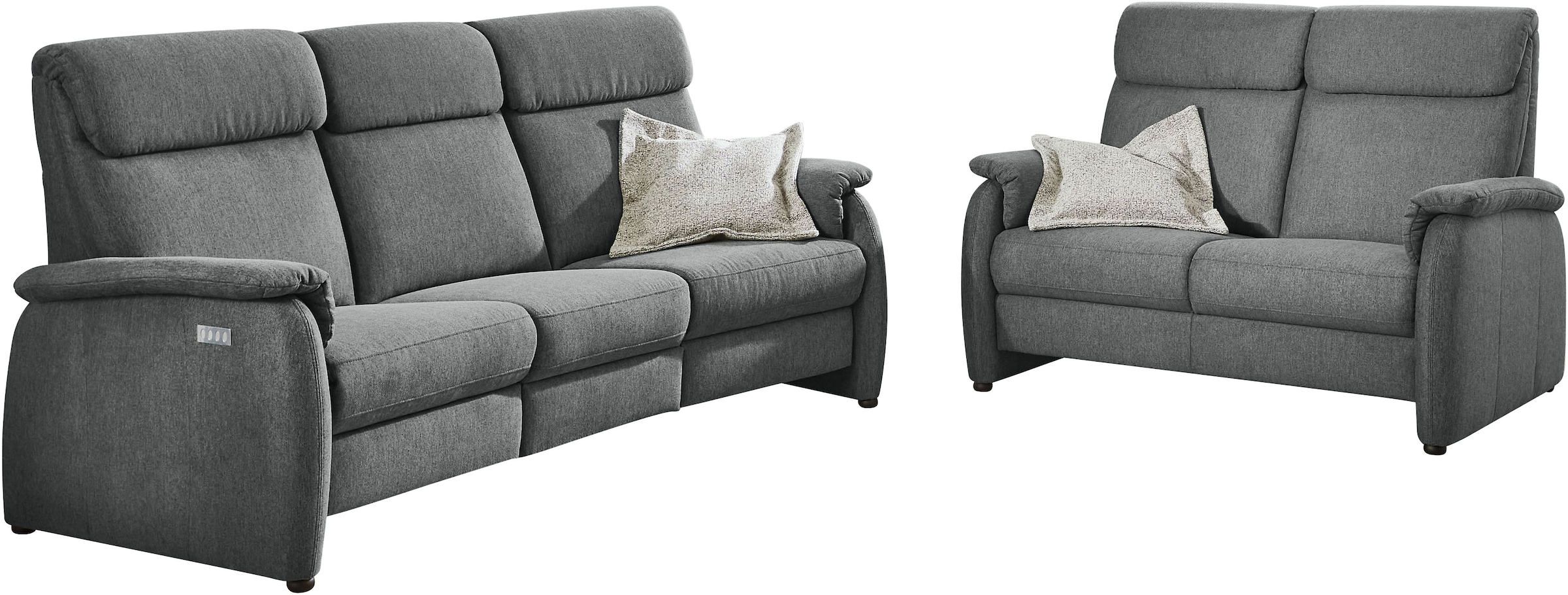 Home affaire Polstergarnitur »Turin, 2,5- & 3-Sitzer mit elektrischer Relaxfunktion« Set, 3-Sitzer mit Tischelement inkl. USB-Ladestation & Steckdose, 4 tlg. tlg. inkl. Tisch, USB & Steckdose, Federkern & pflegeleichtem Bezug