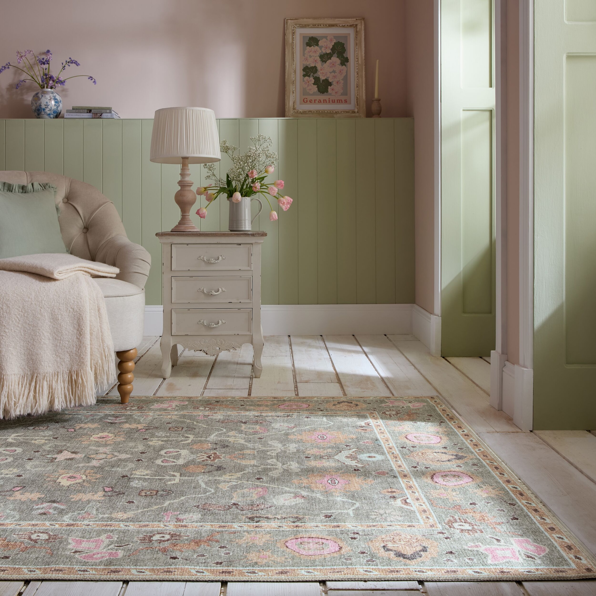 FLAIR RUGS Teppich »Una«, rechteckig, 4 mm Höhe, Waschbarer Traditioneller Teppich