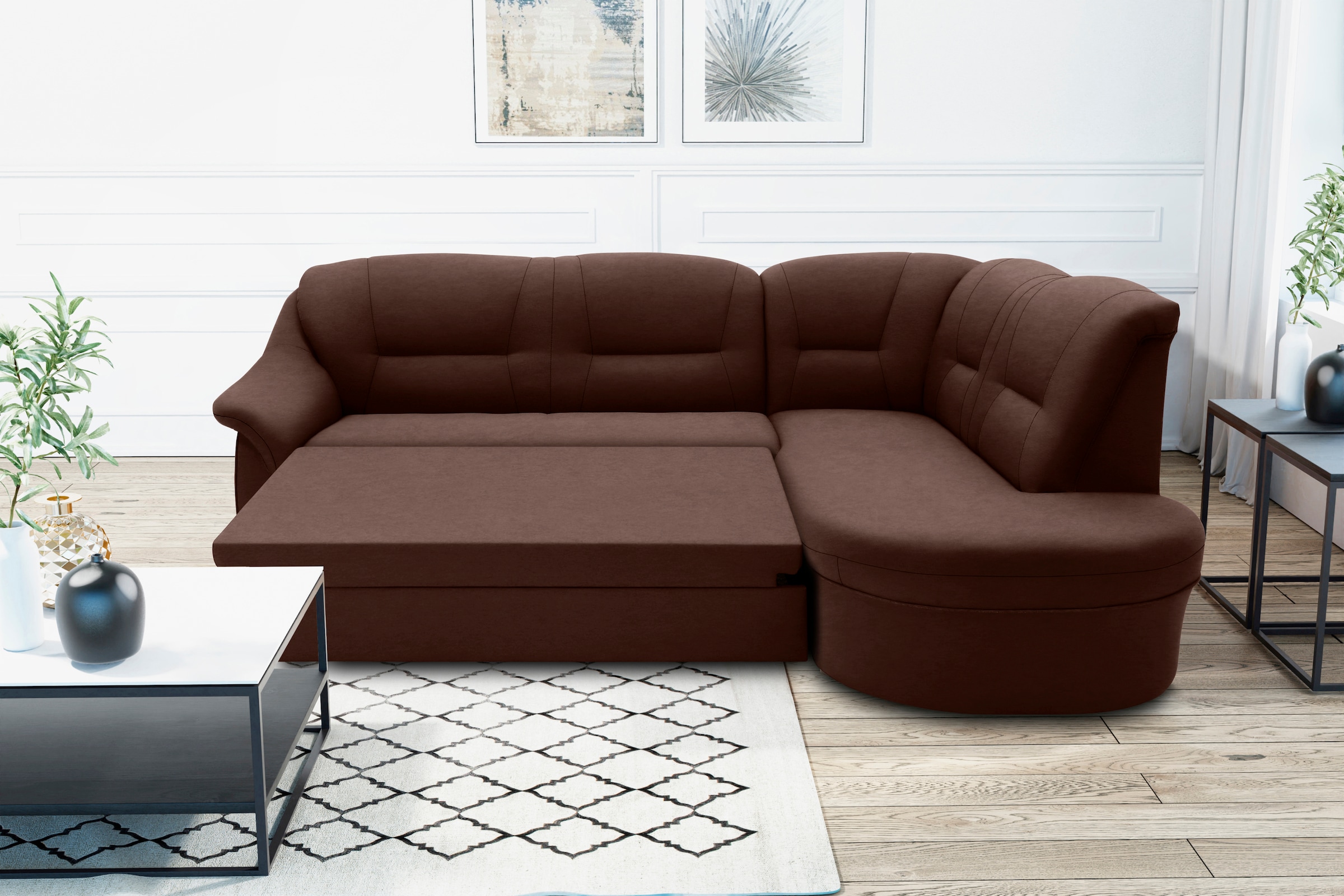DOMO collection Ecksofa "Faenza für kleine Räume, Stellmaße 232x176cm, komf günstig online kaufen
