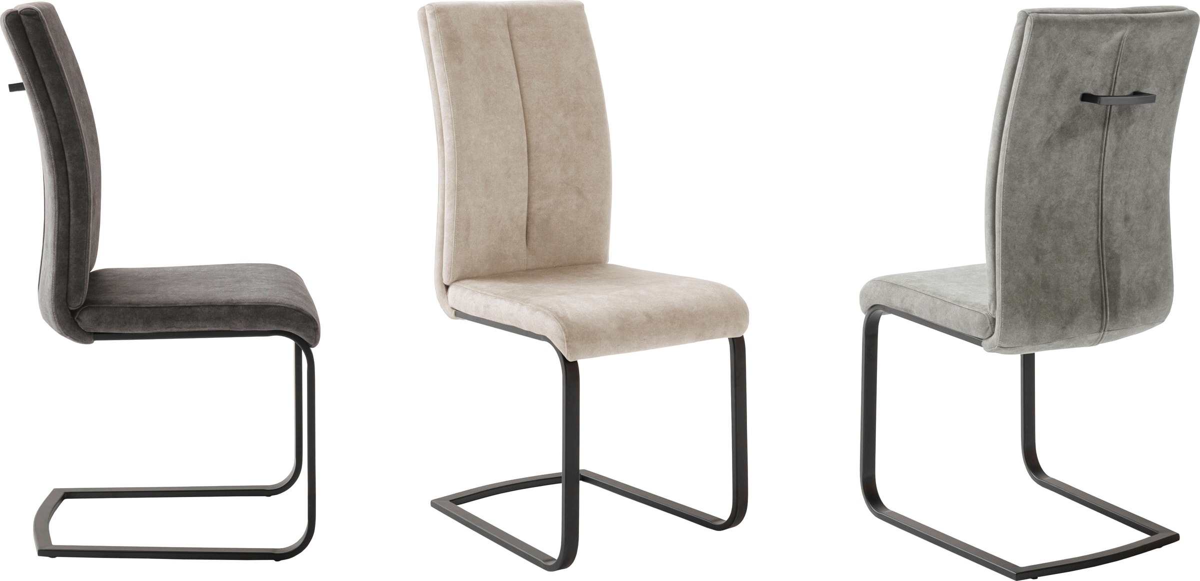 MCA furniture Freischwinger »Hudson Schwingstuhl 4er Set«, (Set), 4 St., Veloursstoff, Flachrohr,Vintage-Veloursoptik,mit Griff,belastbar 140 kg