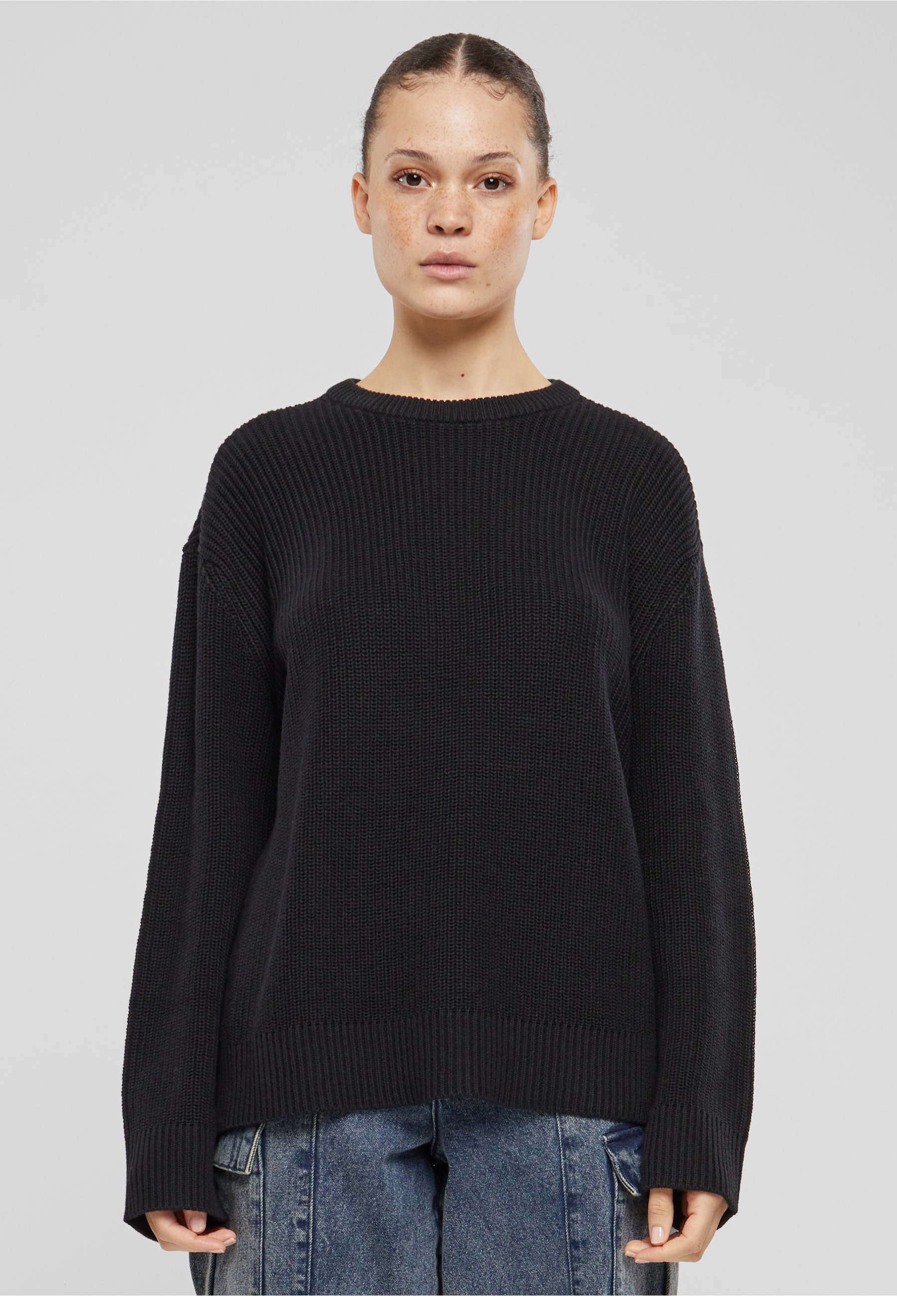 URBAN CLASSICS Fleecepullover »Urban Classics Damen Ladies Rib Knit Sweater«
