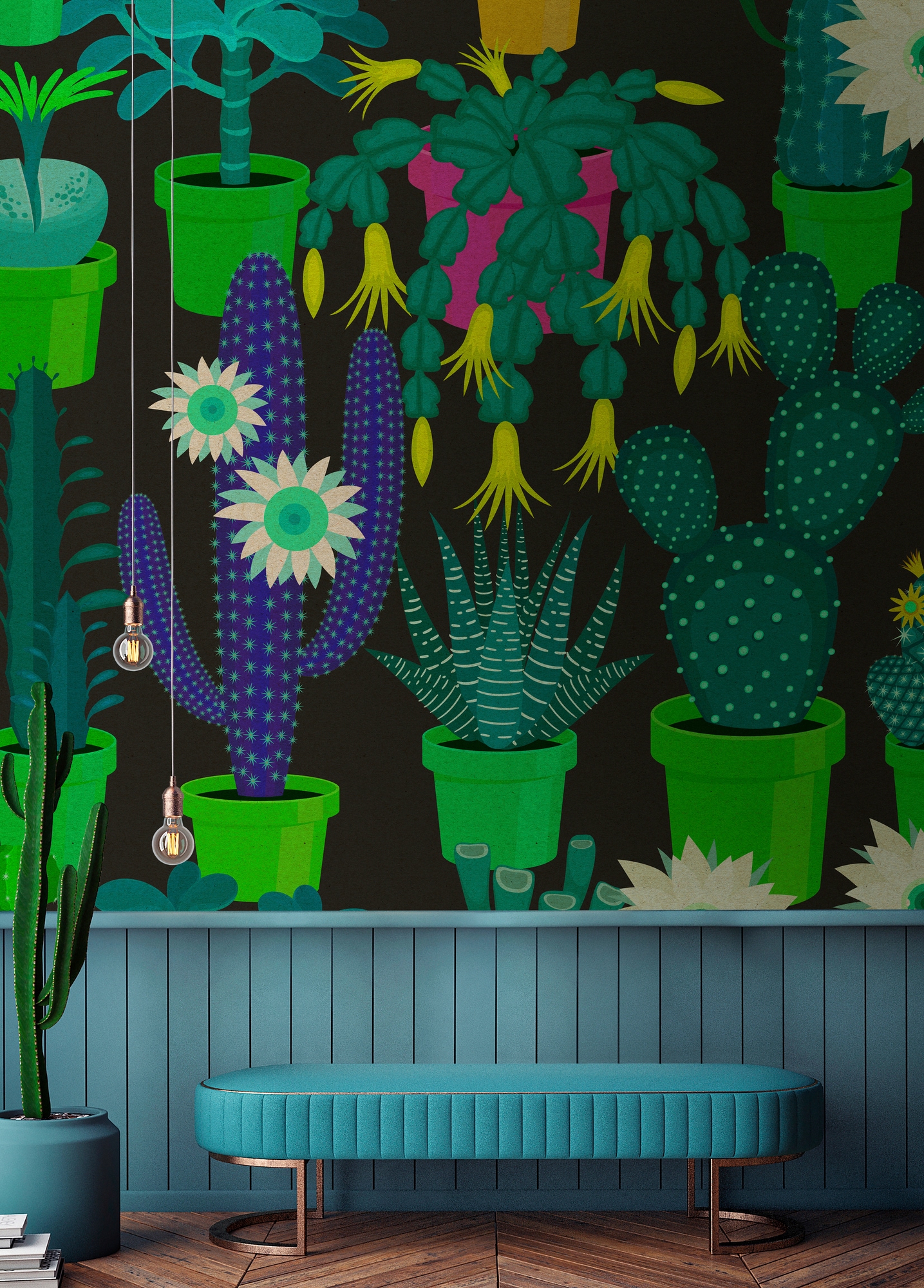living walls Fototapete »Walls by Patel Cactus Garden 2«, Vlies, Wand, Schräge