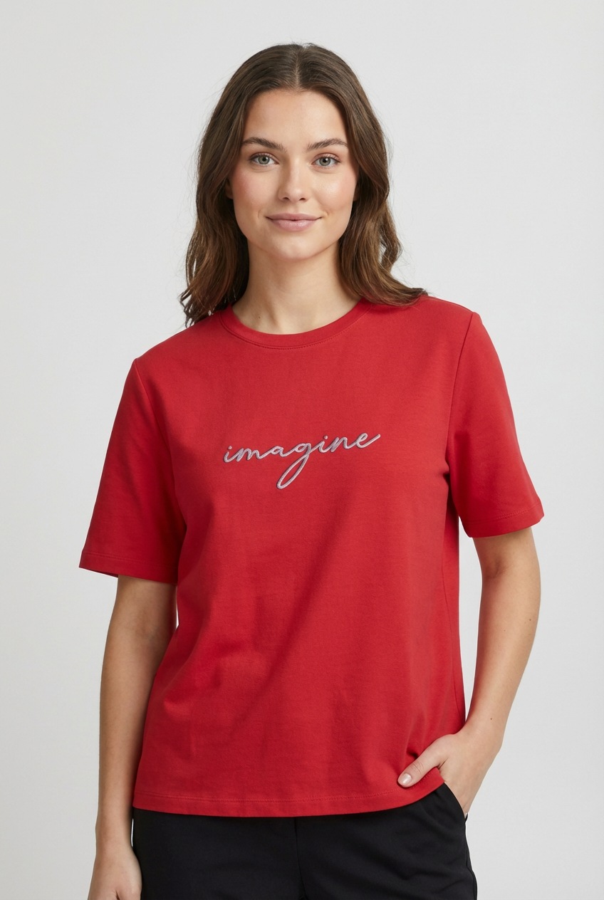 Vila Kurzarmshirt "VISYBIL IMAGINE O-NECK S/S TOP/PB/LC" günstig online kaufen