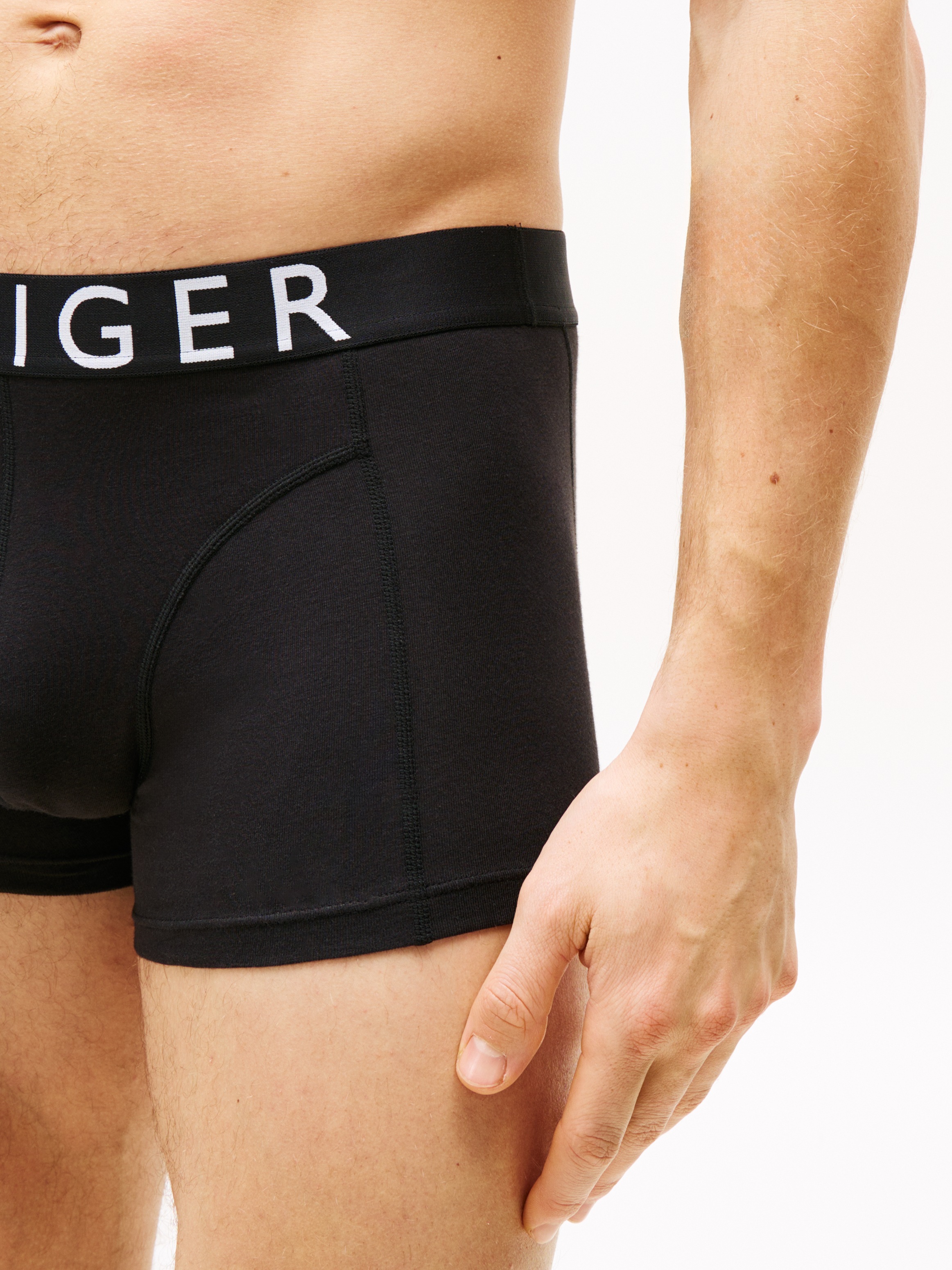 Thumbnail - Tommy Hilfiger Underwear Trunk "mit Kontrast-Logo-Taillenbund" 3 Stk. aus Stretch-Baumwolle, normale Leibhöhe